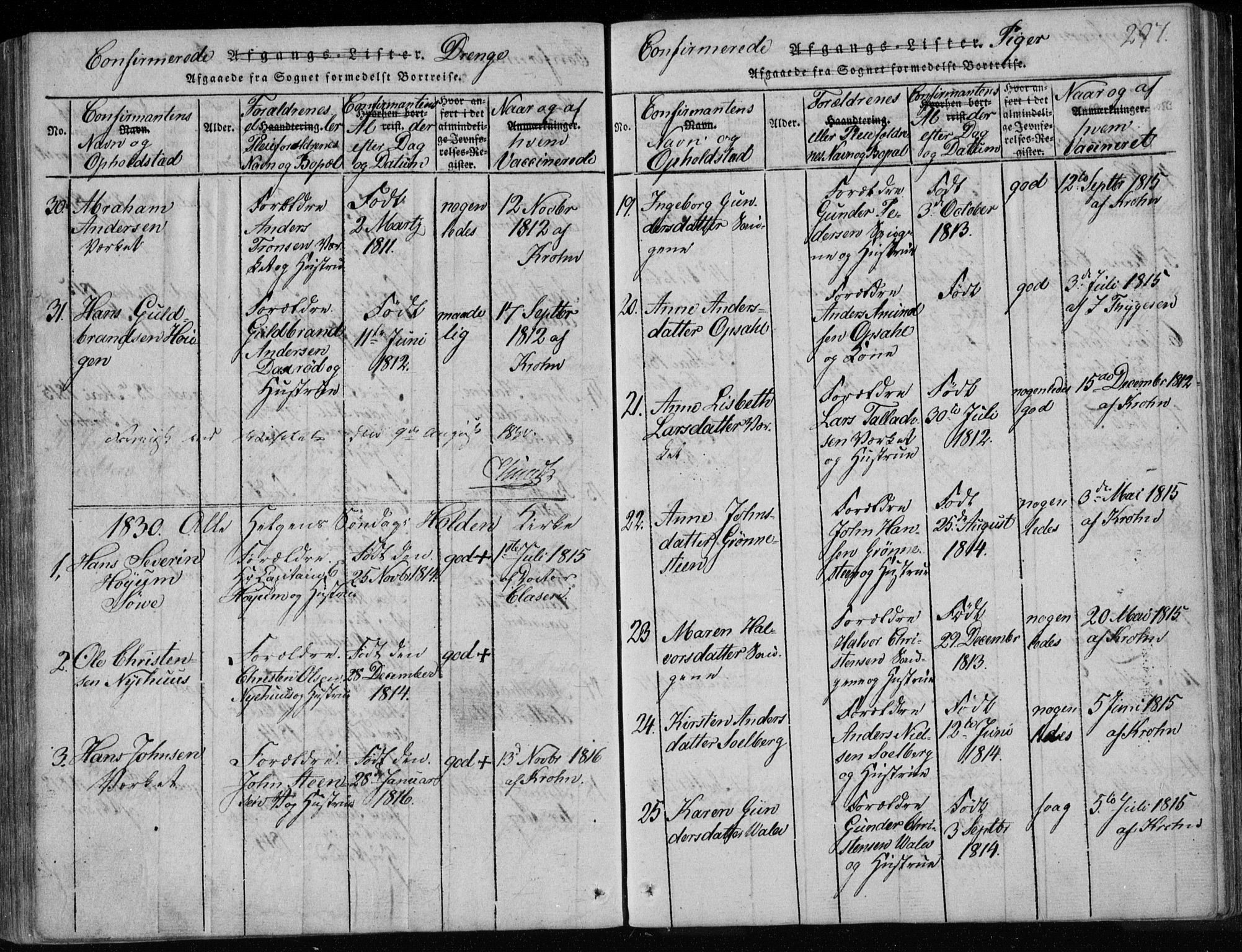 Holla kirkebøker, SAKO/A-272/F/Fa/L0003: Parish register (official) no. 3, 1815-1830, p. 297