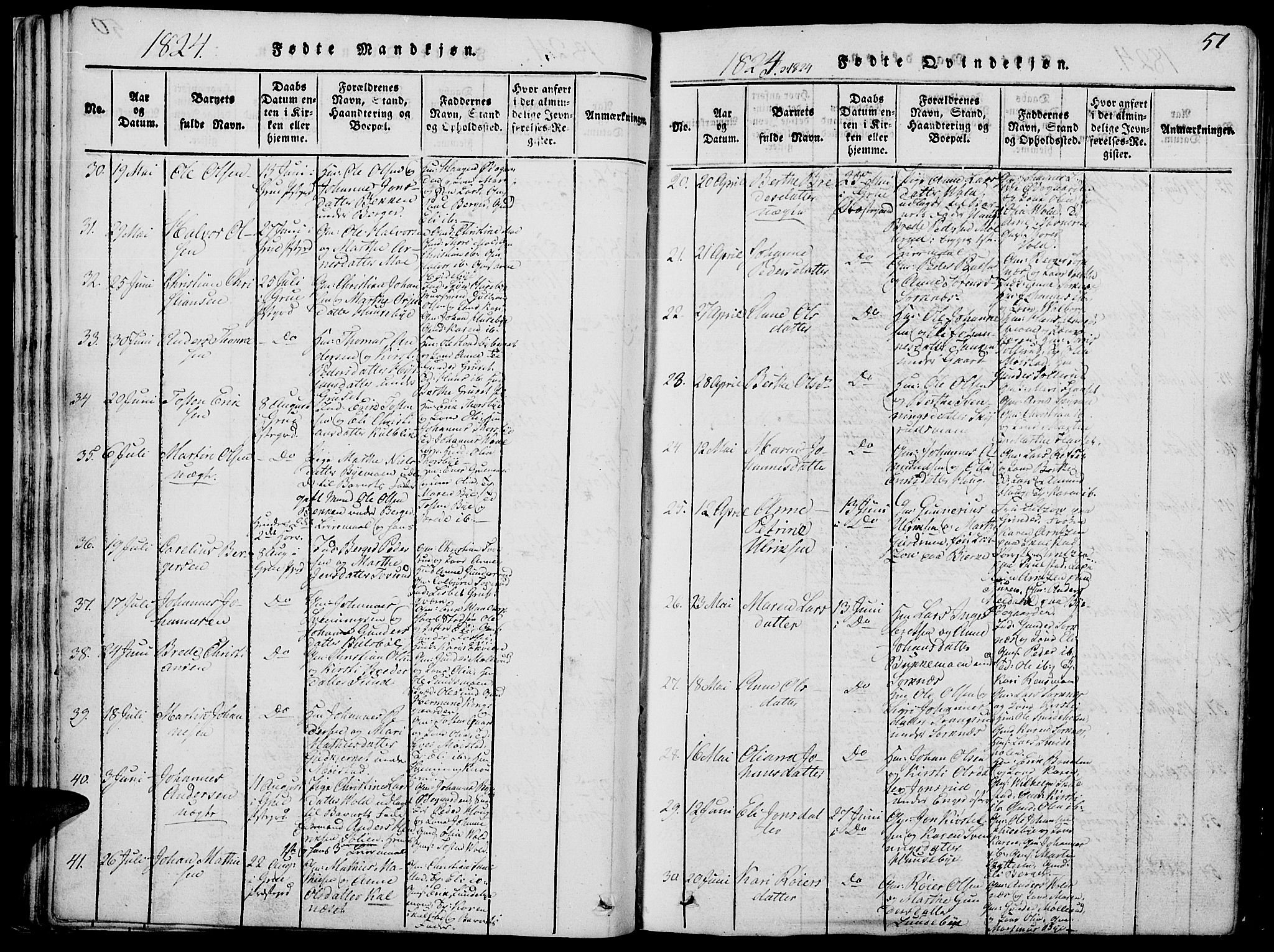 Grue prestekontor, AV/SAH-PREST-036/H/Ha/Hab/L0002: Parish register (copy) no. 2, 1815-1841, p. 51