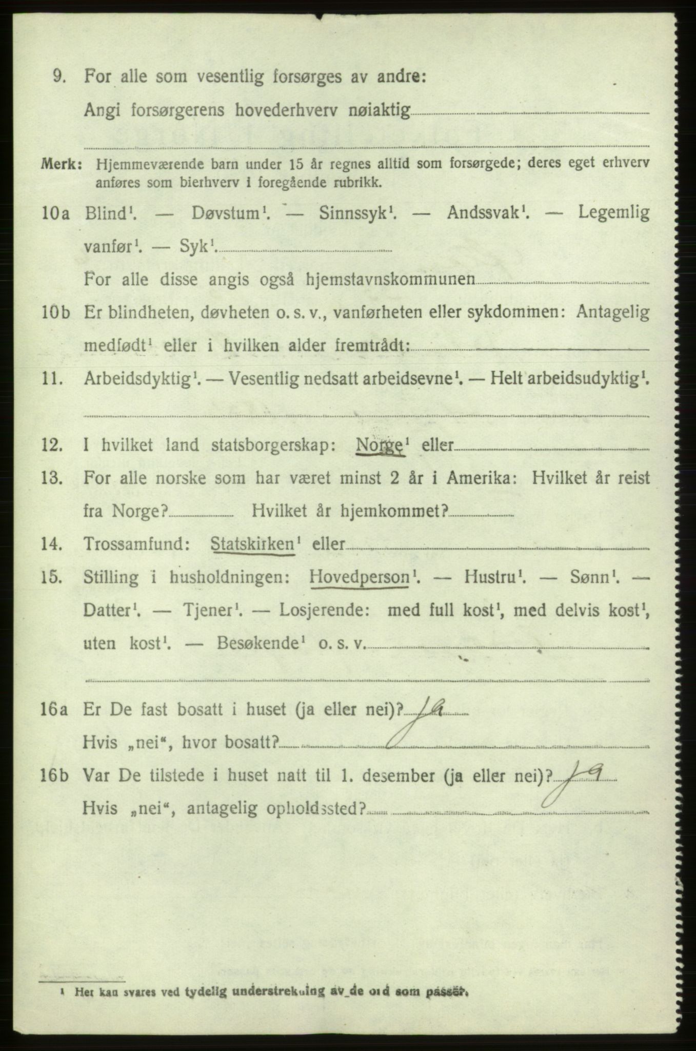 SAB, 1920 census for Ølen, 1920, p. 3154