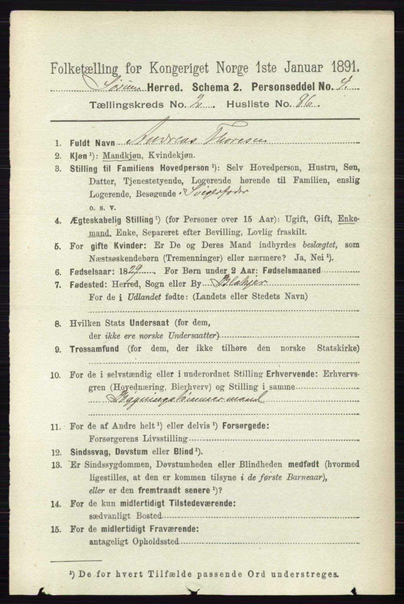 RA, 1891 census for 0226 Sørum, 1891, p. 1188