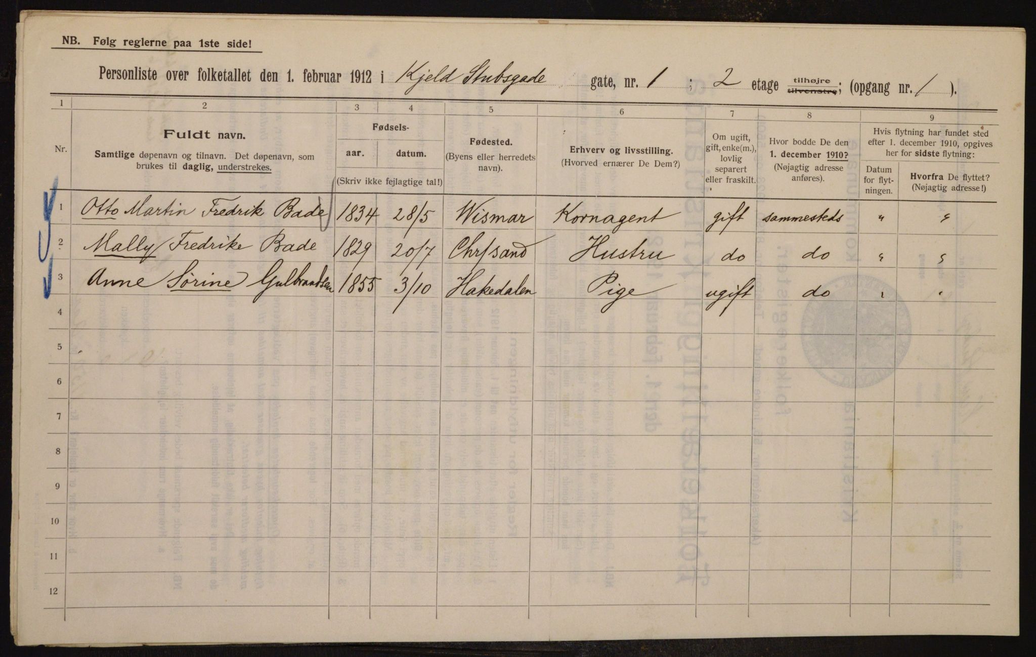 OBA, Municipal Census 1912 for Kristiania, 1912, p. 51730