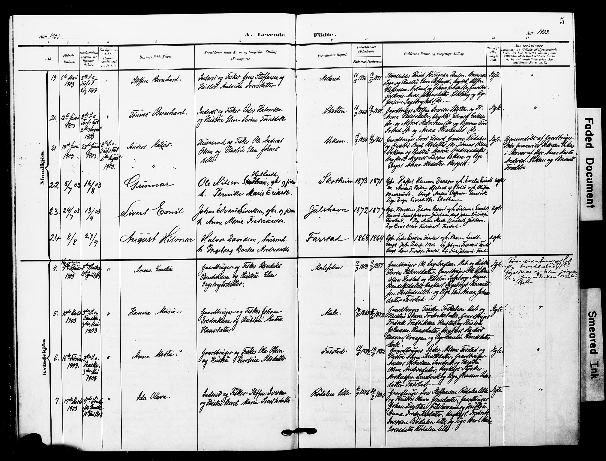 Ministerialprotokoller, klokkerbøker og fødselsregistre - Møre og Romsdal, AV/SAT-A-1454/567/L0780: Parish register (official) no. 567A03, 1902-1903, p. 5