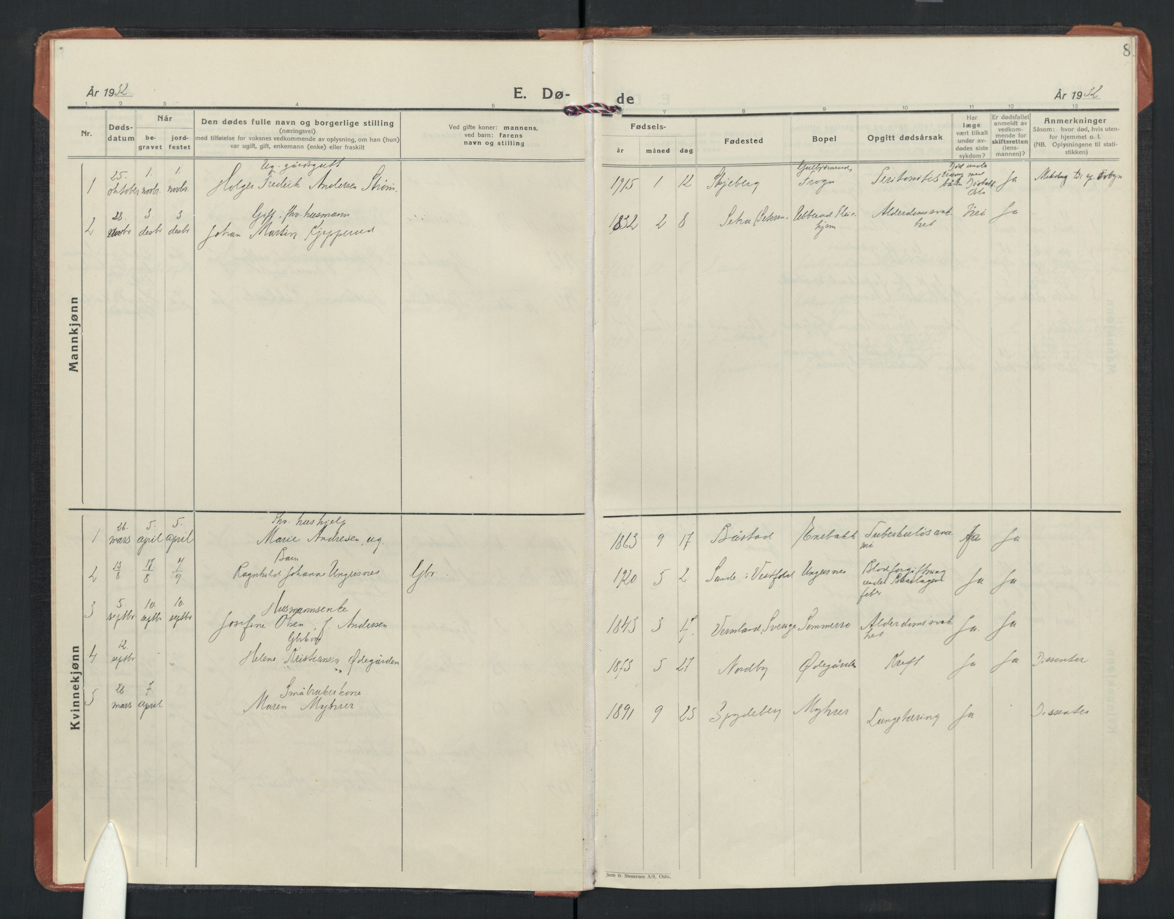 Enebakk prestekontor Kirkebøker, AV/SAO-A-10171c/F/Fb/L0005: Parish register (official) no. II 5, 1926-1952, p. 8