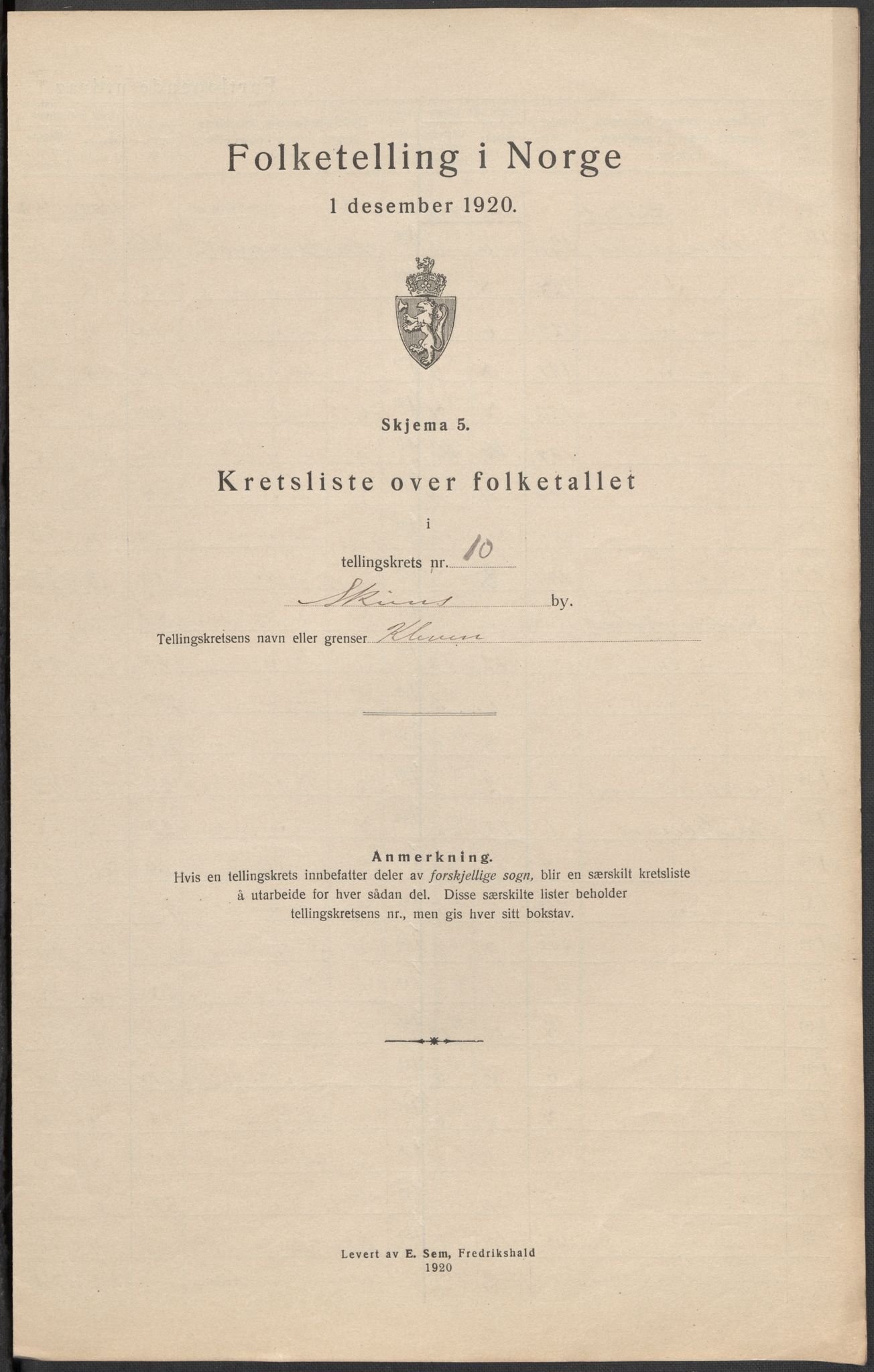 SAKO, 1920 census for Skien, 1920, p. 55