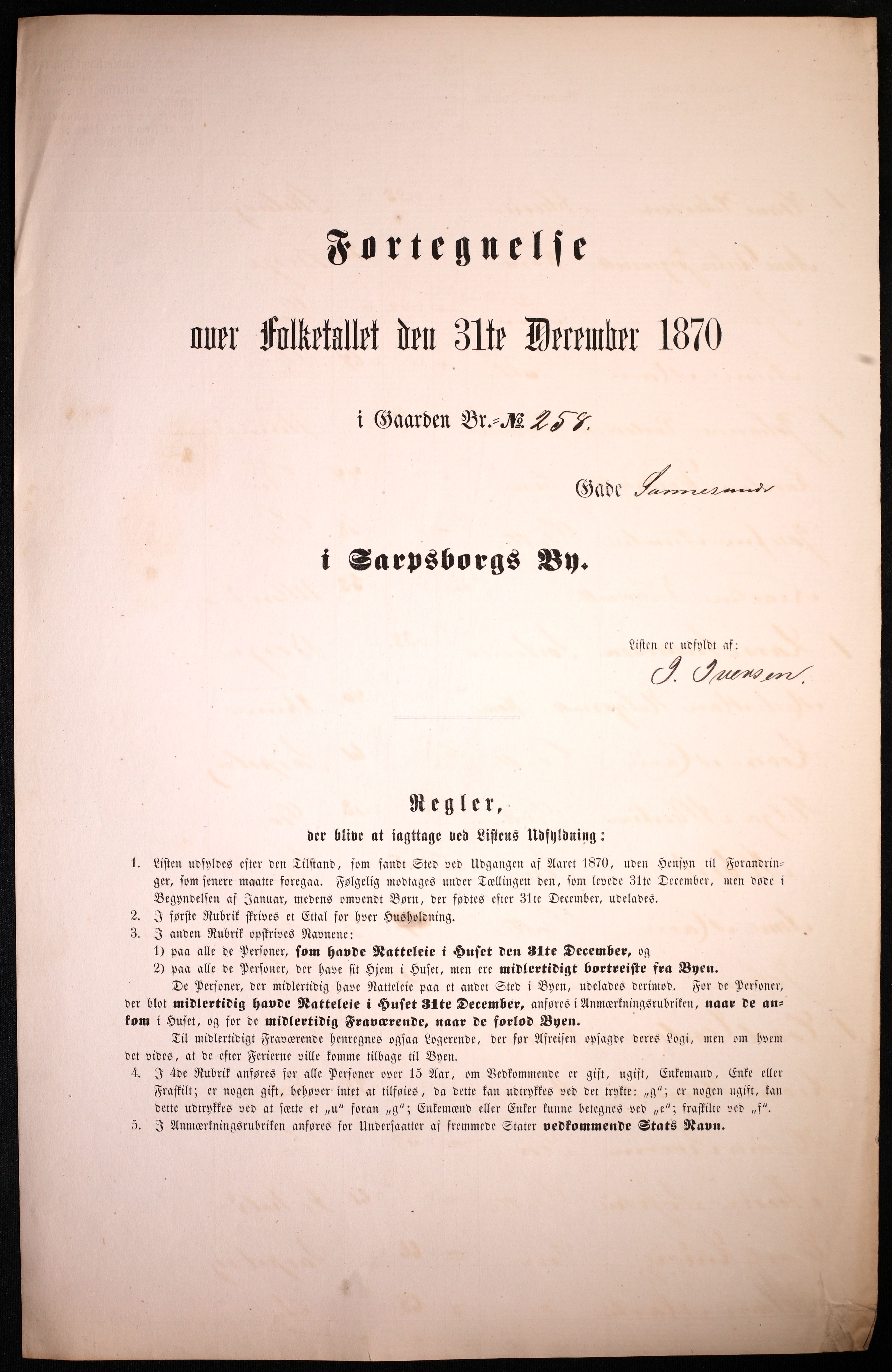 RA, 1870 census for 0102 Sarpsborg, 1870, p. 101