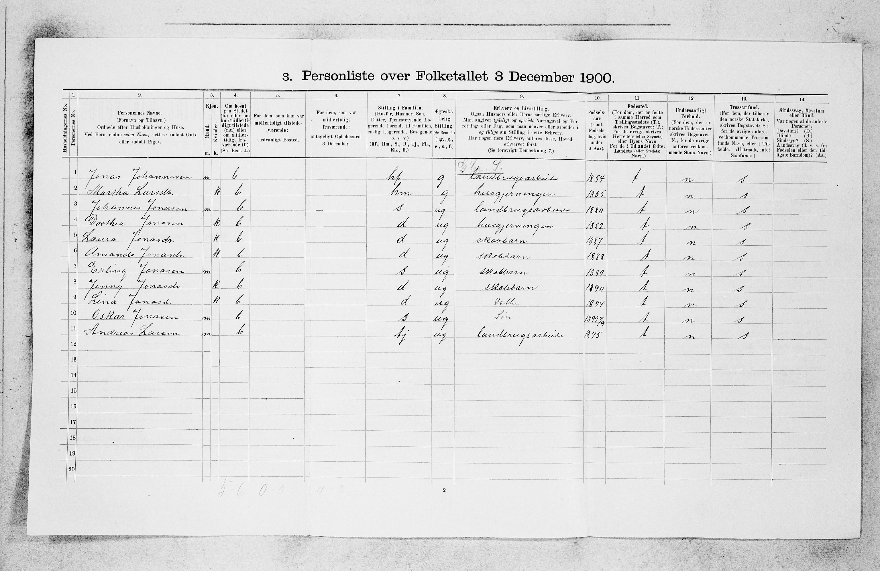 SAB, 1900 census for Askvoll, 1900, p. 287