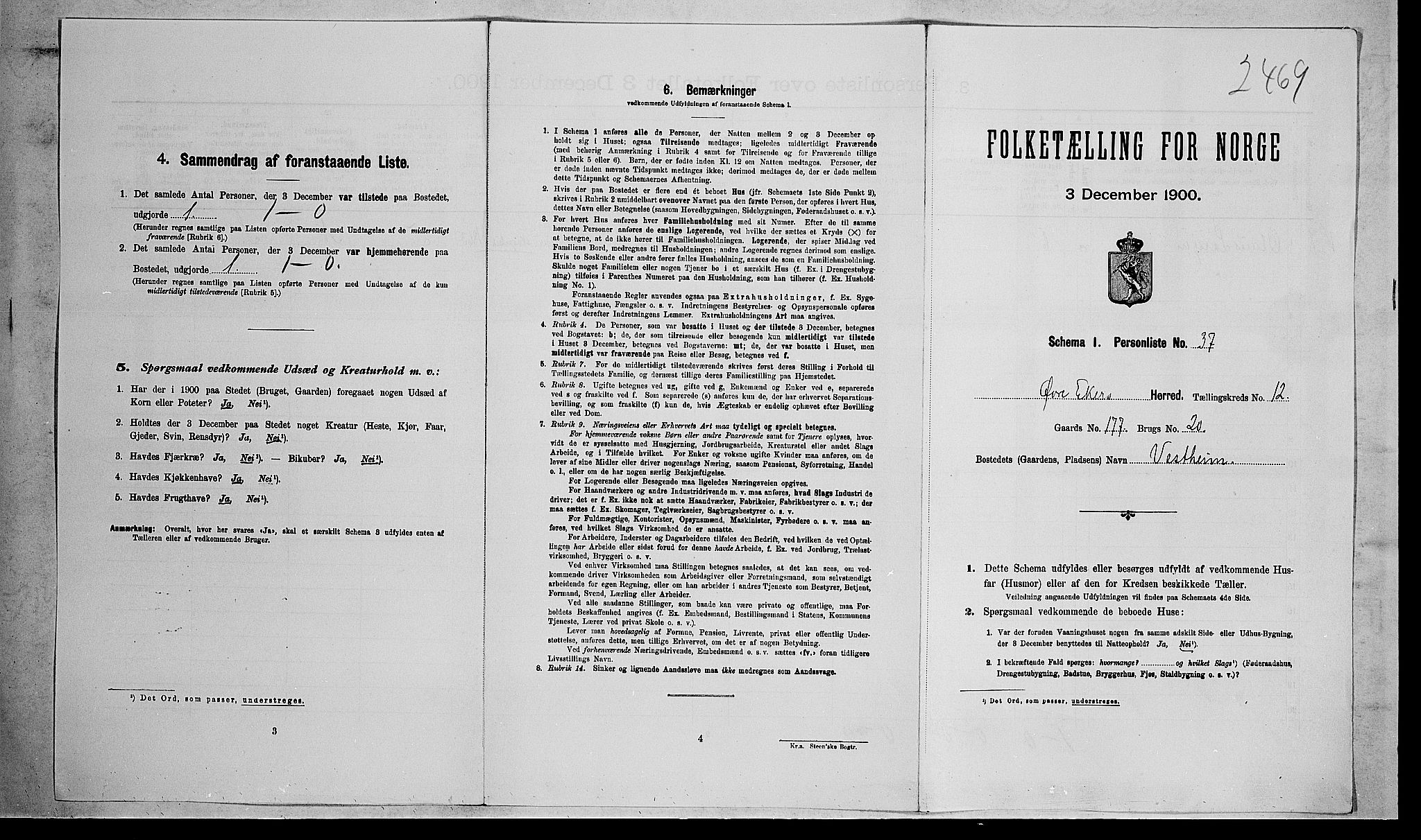 RA, 1900 census for Øvre Eiker, 1900, p. 2245