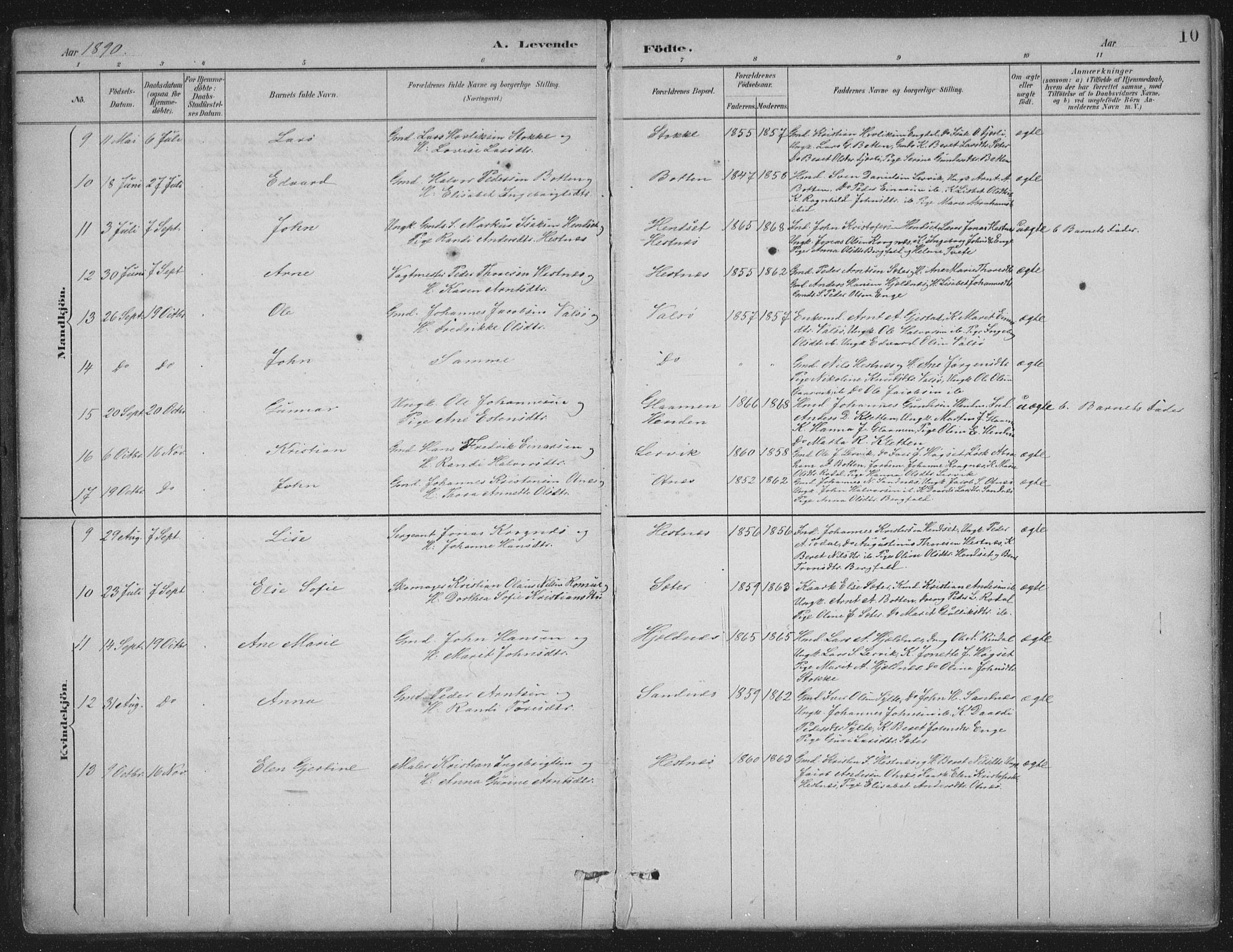 Ministerialprotokoller, klokkerbøker og fødselsregistre - Møre og Romsdal, AV/SAT-A-1454/580/L0925: Parish register (official) no. 580A02, 1888-1913, p. 10