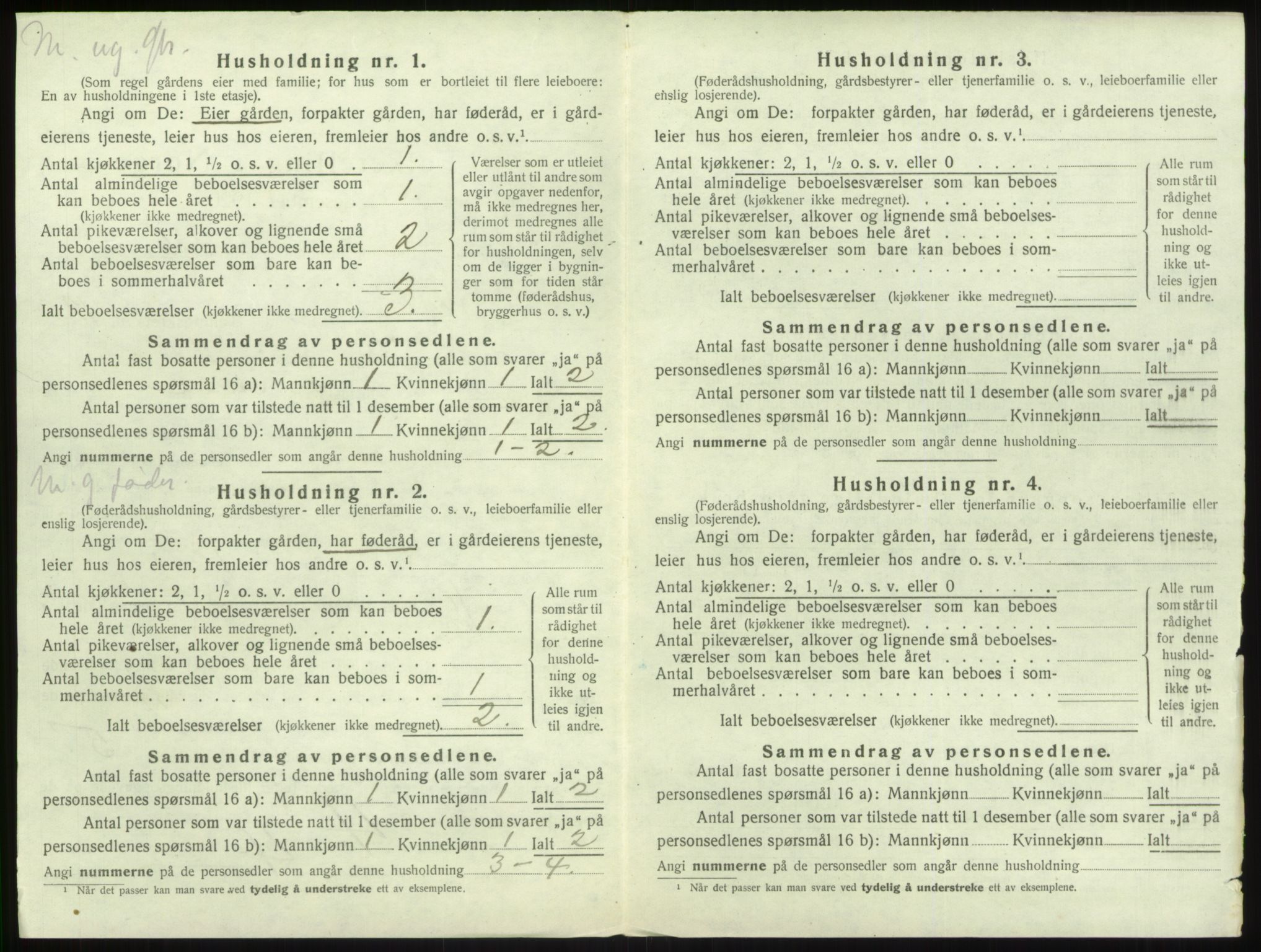 SAB, 1920 census for Vik, 1920, p. 1138