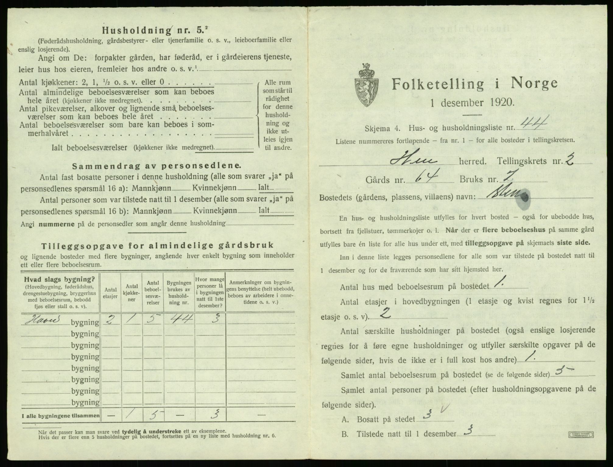SAT, 1920 census for Hen, 1920, p. 206
