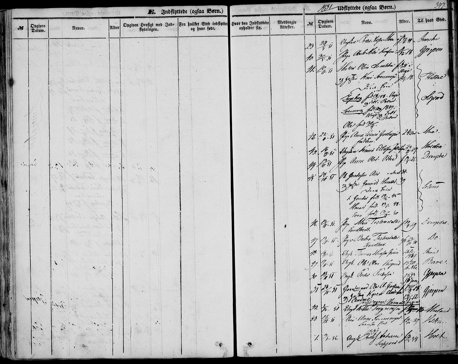 Bø kirkebøker, AV/SAKO-A-257/F/Fa/L0008: Parish register (official) no. 8, 1849-1861, p. 347