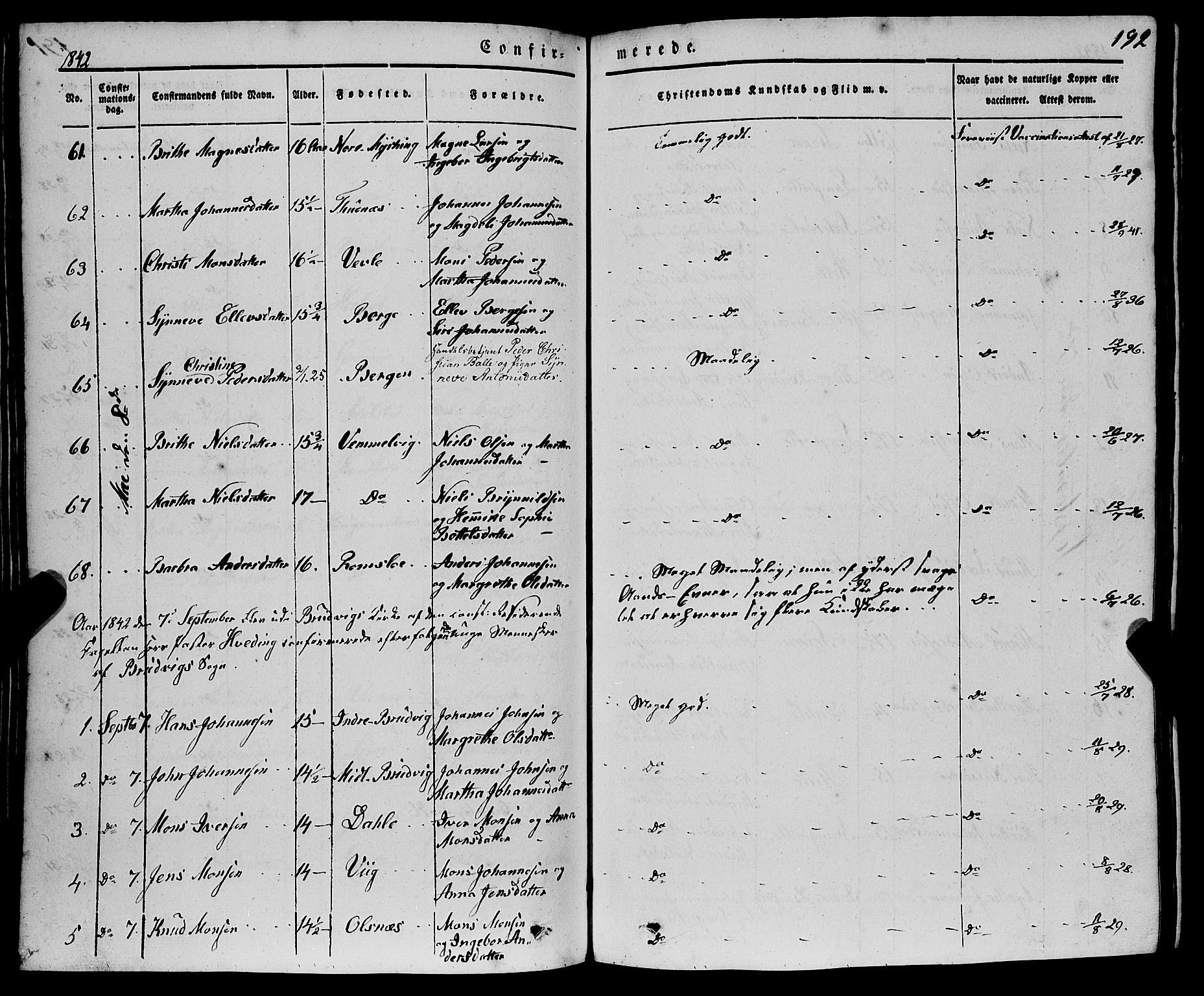 Haus sokneprestembete, AV/SAB-A-75601/H/Haa: Parish register (official) no. A 15, 1838-1847, p. 192