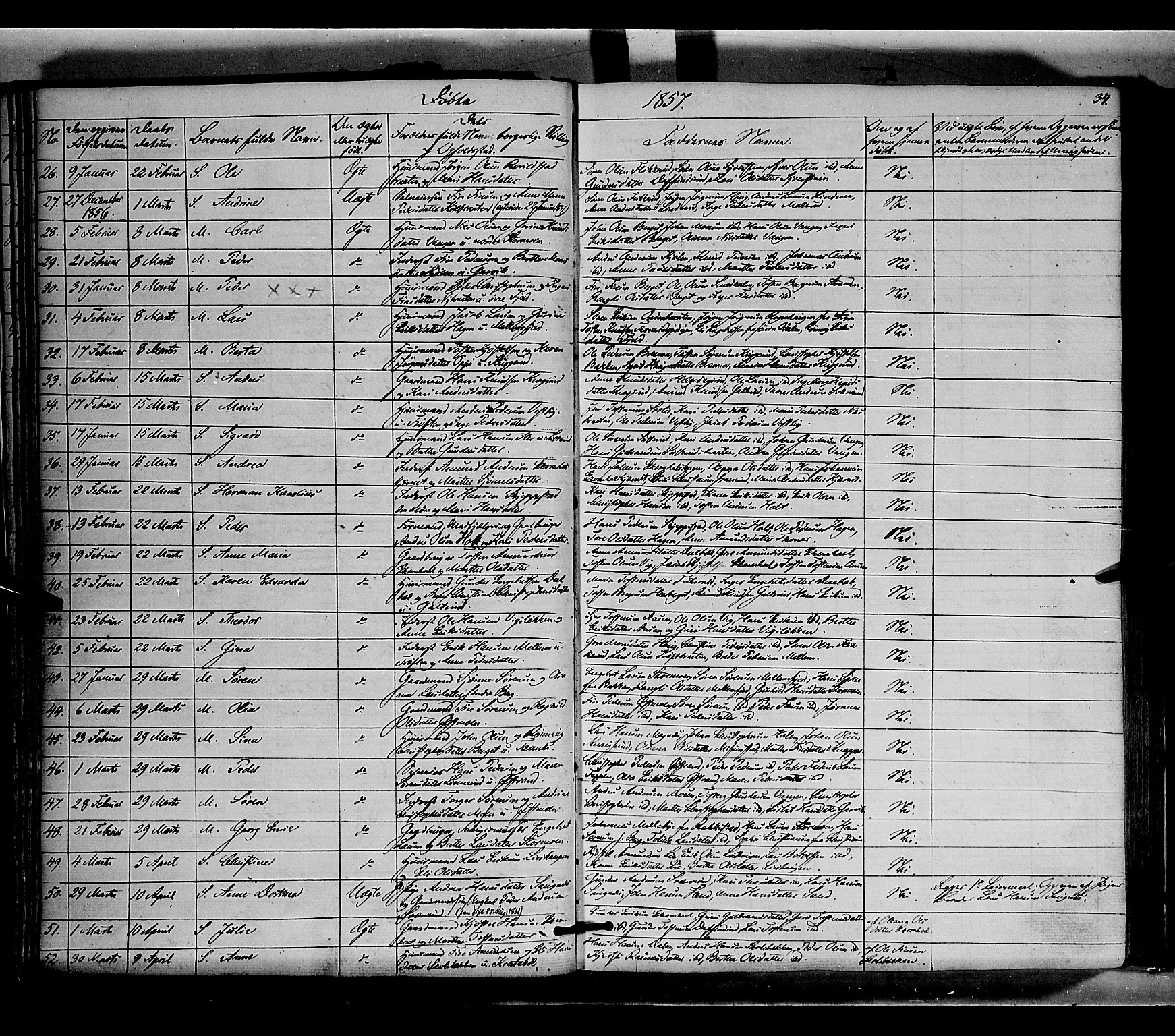 Nord-Odal prestekontor, SAH/PREST-032/H/Ha/Haa/L0003: Parish register (official) no. 3, 1851-1865, p. 34