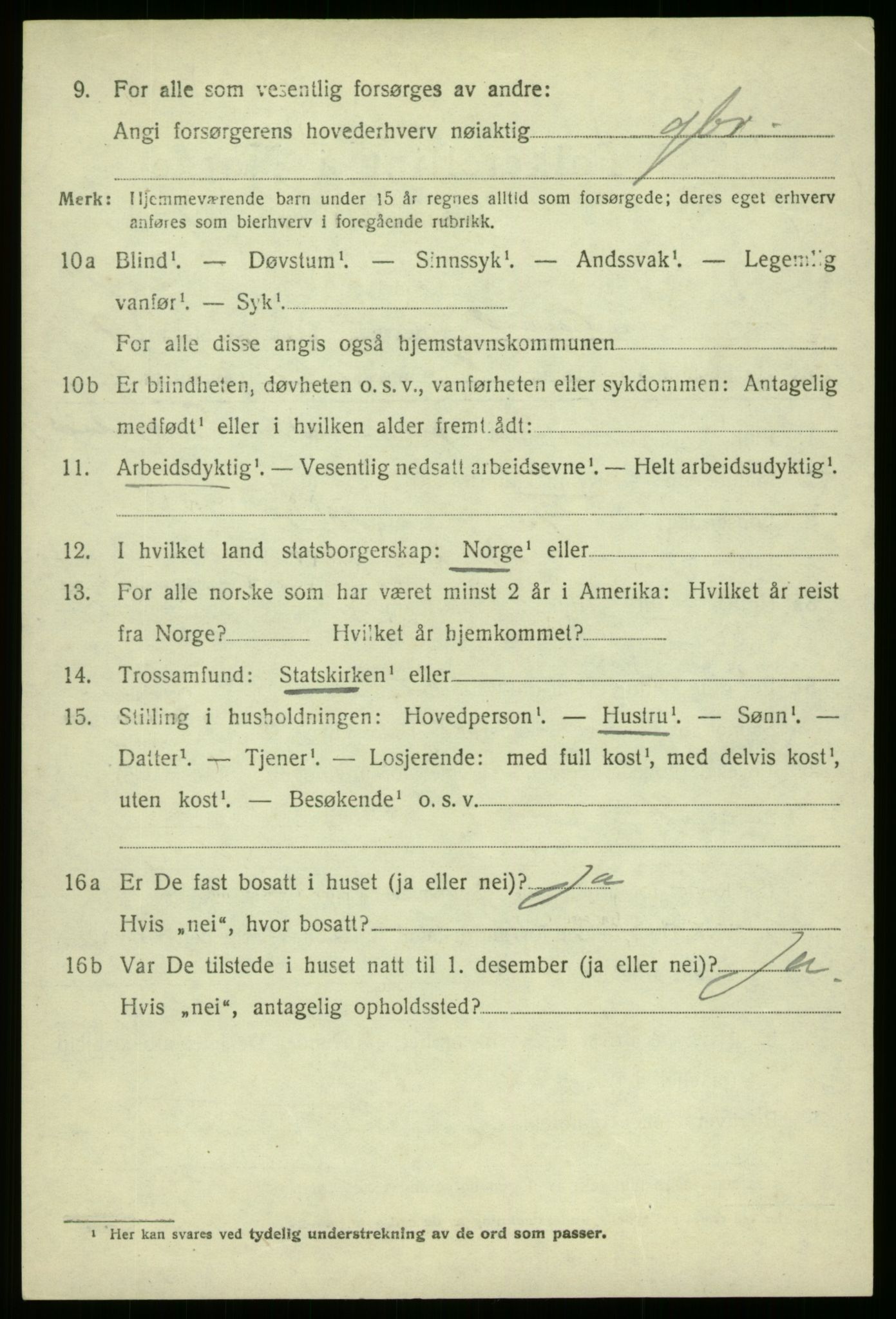 SAB, 1920 census for Aurland, 1920, p. 5021