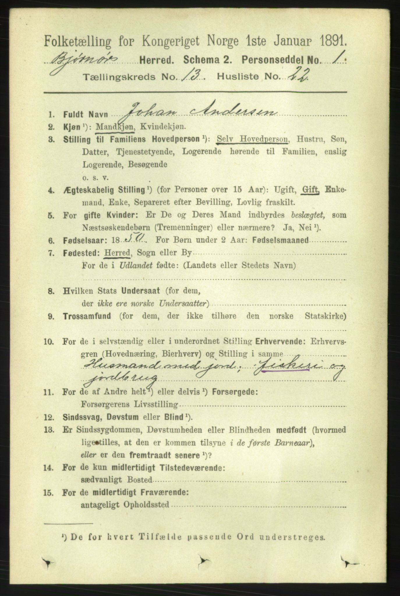 RA, 1891 census for 1632 Bjørnør, 1891, p. 5689