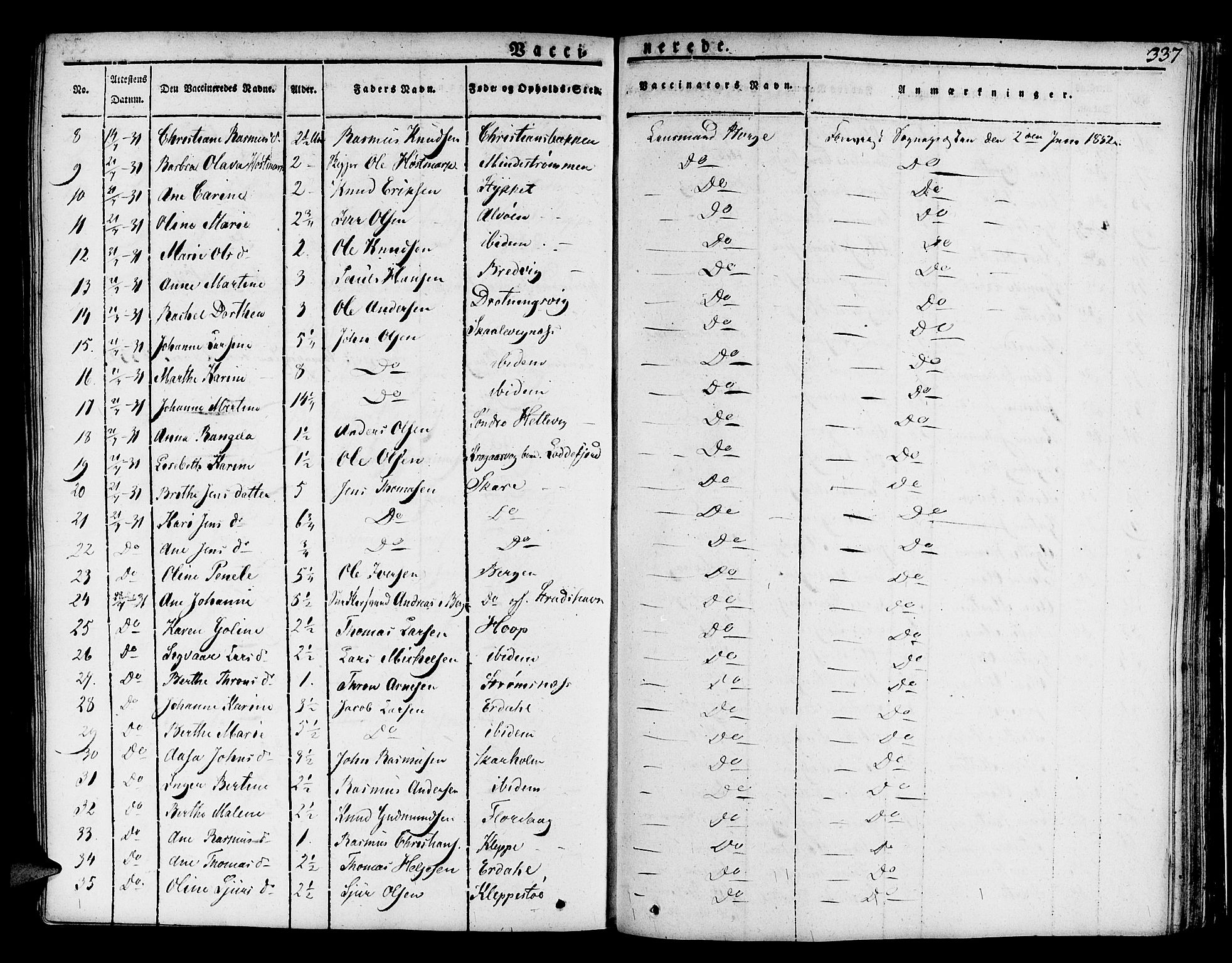 Askøy Sokneprestembete, SAB/A-74101/H/Ha/Haa/Haaa/L0004: Parish register (official) no. A 4, 1825-1845, p. 337