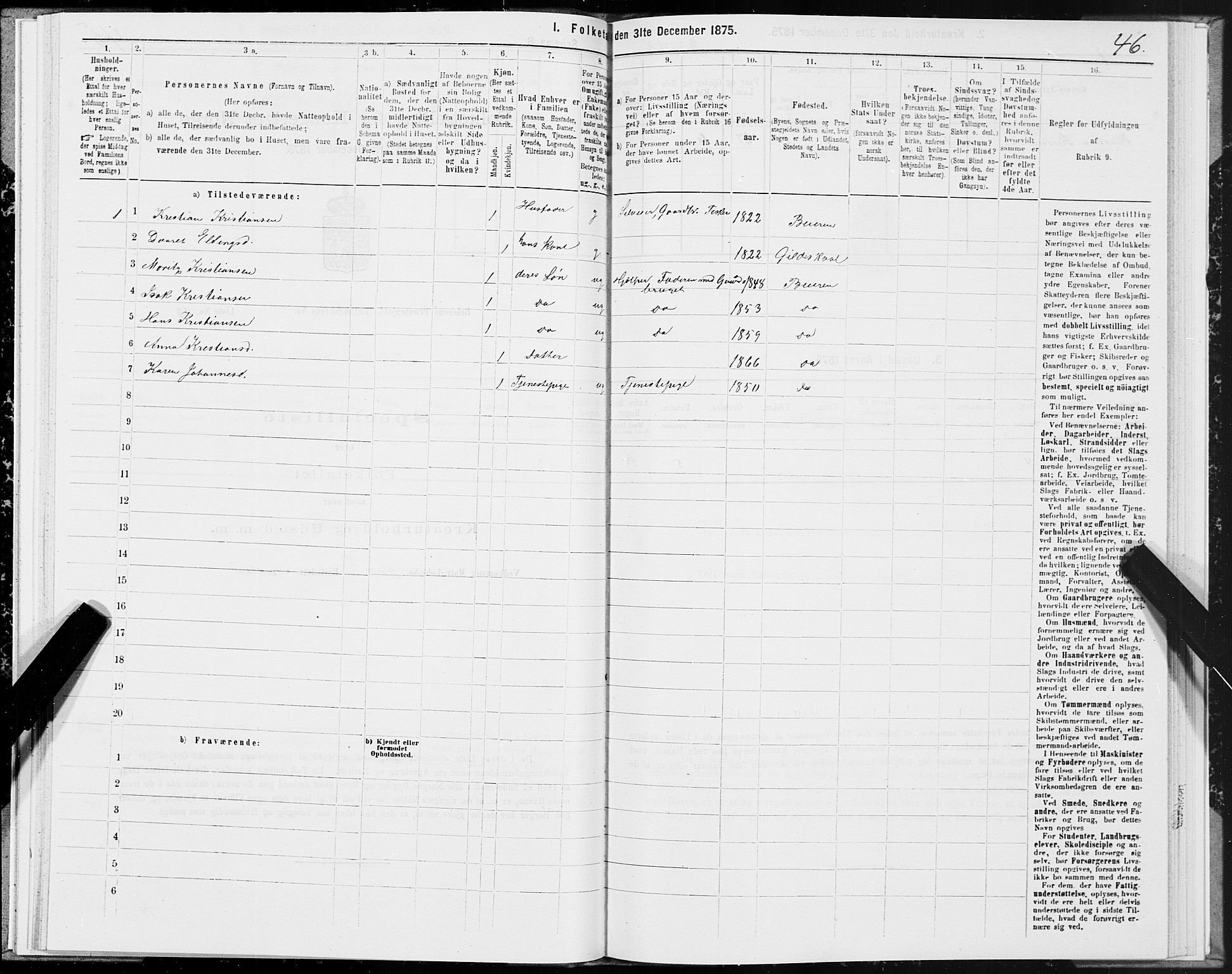 SAT, 1875 census for 1839P Beiarn, 1875, p. 1046