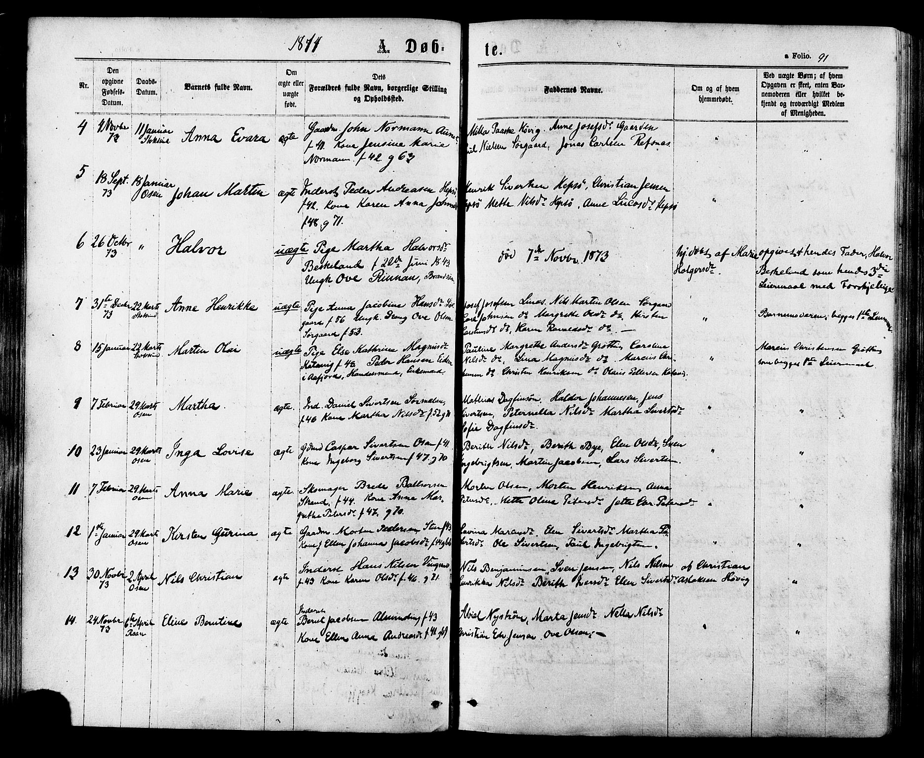 Ministerialprotokoller, klokkerbøker og fødselsregistre - Sør-Trøndelag, SAT/A-1456/657/L0706: Parish register (official) no. 657A07, 1867-1878, p. 91