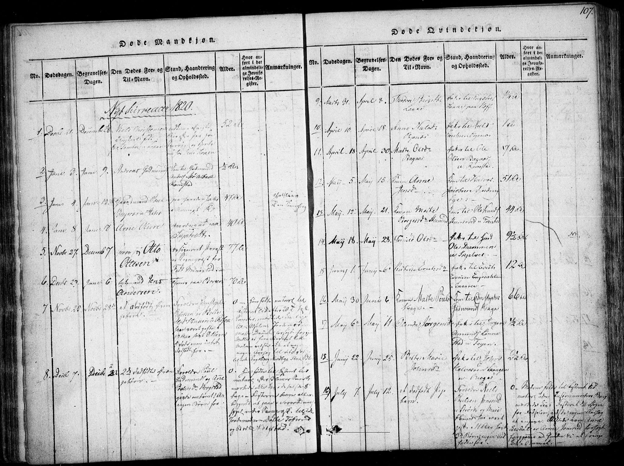 Fet prestekontor Kirkebøker, AV/SAO-A-10370a/F/Fa/L0008: Parish register (official) no. I 8, 1815-1842, p. 107