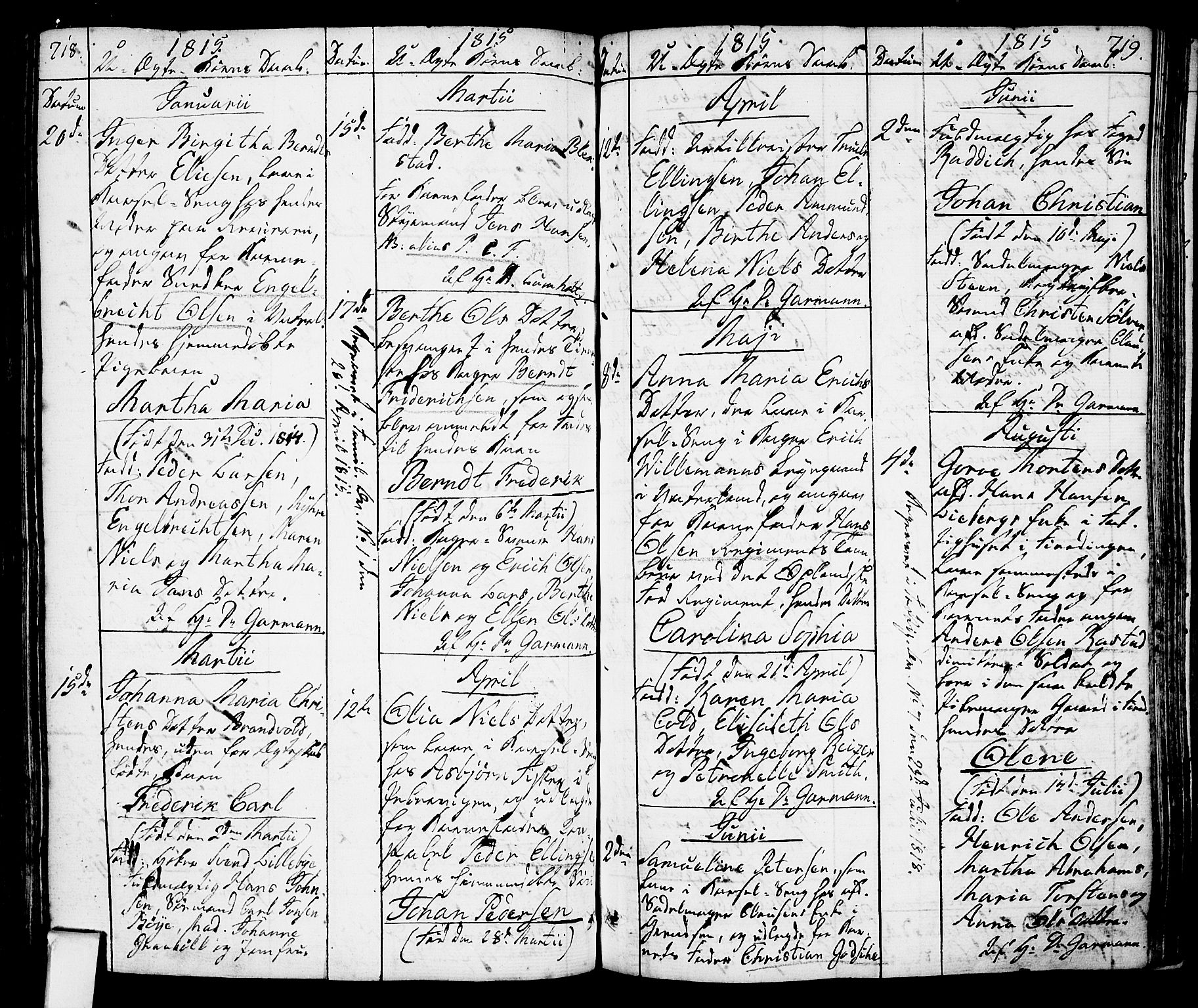 Oslo domkirke Kirkebøker, SAO/A-10752/F/Fa/L0006: Parish register (official) no. 6, 1807-1817, p. 718-719