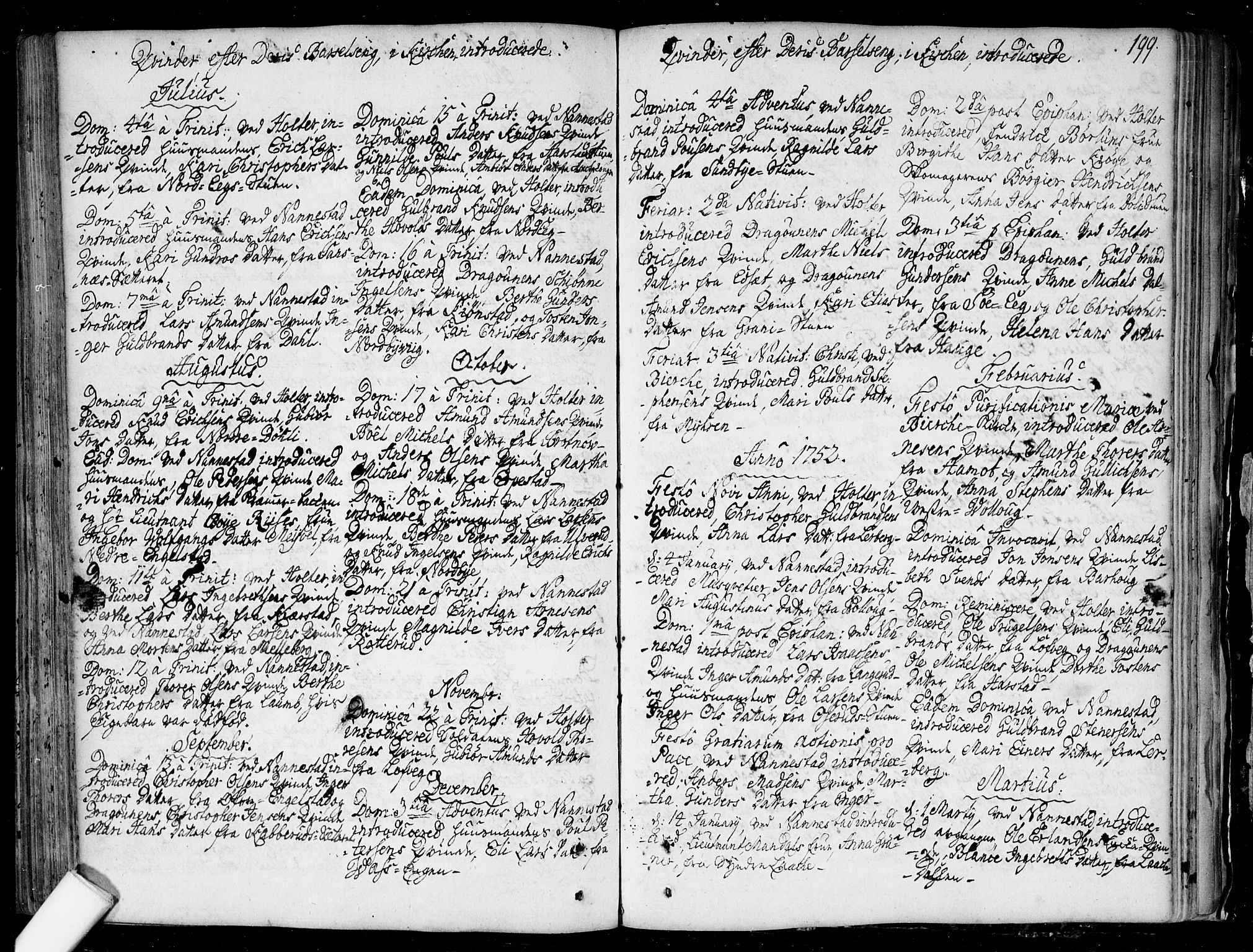 Nannestad prestekontor Kirkebøker, SAO/A-10414a/F/Fa/L0006: Parish register (official) no. I 6, 1739-1754, p. 199