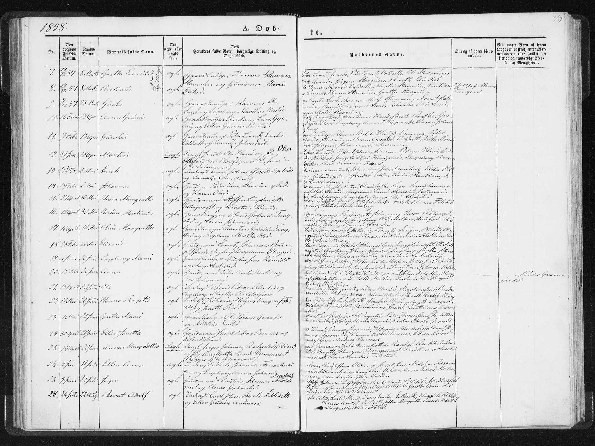 Ministerialprotokoller, klokkerbøker og fødselsregistre - Nord-Trøndelag, SAT/A-1458/744/L0418: Parish register (official) no. 744A02, 1843-1866, p. 73