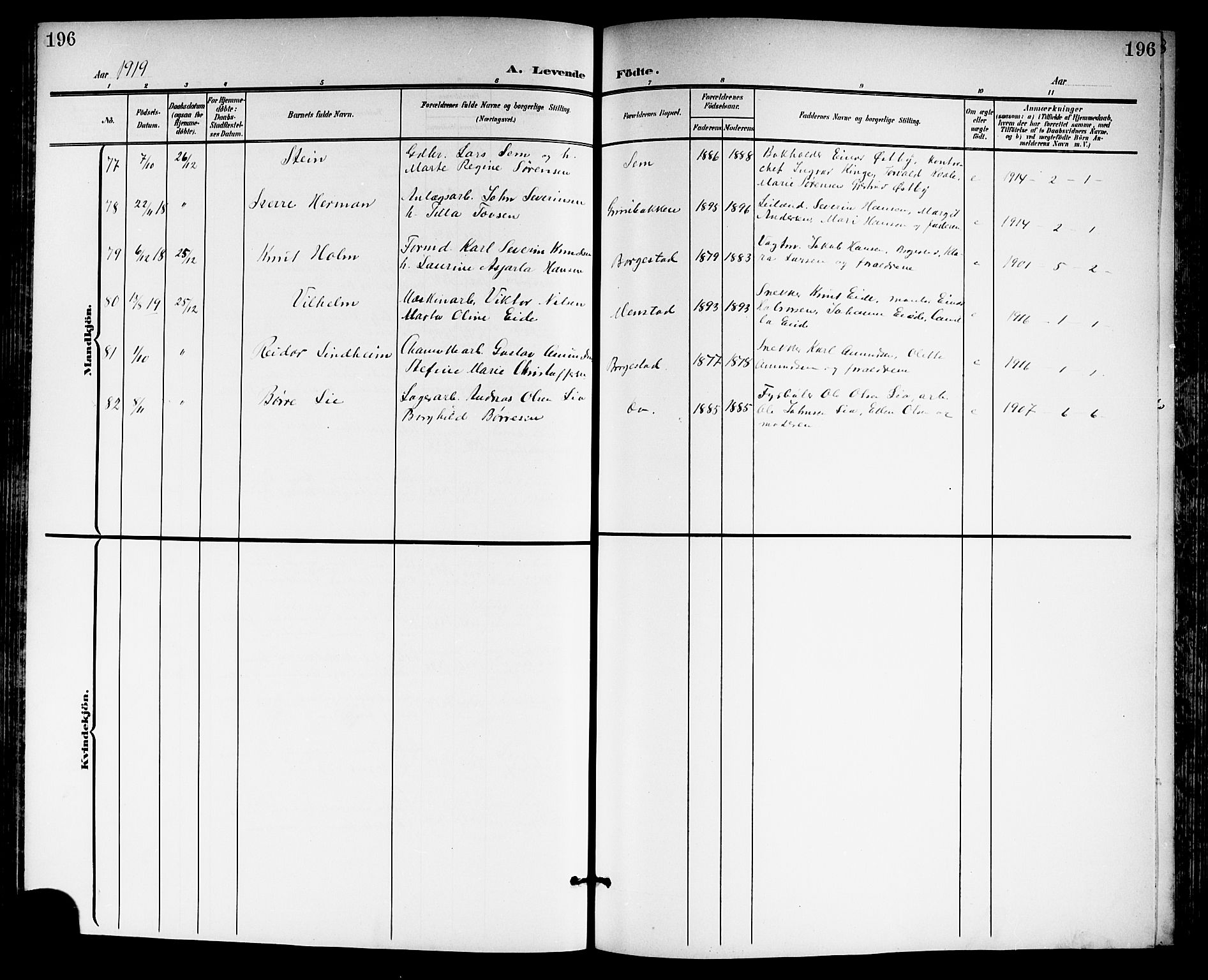 Gjerpen kirkebøker, SAKO/A-265/G/Ga/L0003: Parish register (copy) no. I 3, 1901-1919, p. 196