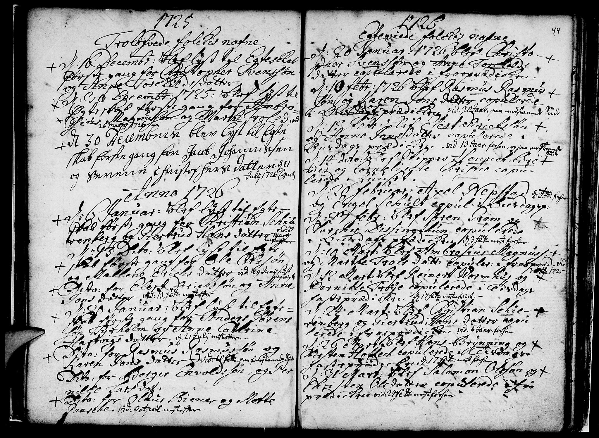 Nykirken Sokneprestembete, AV/SAB-A-77101/H/Haa/L0007: Parish register (official) no. A 7, 1719-1781, p. 44