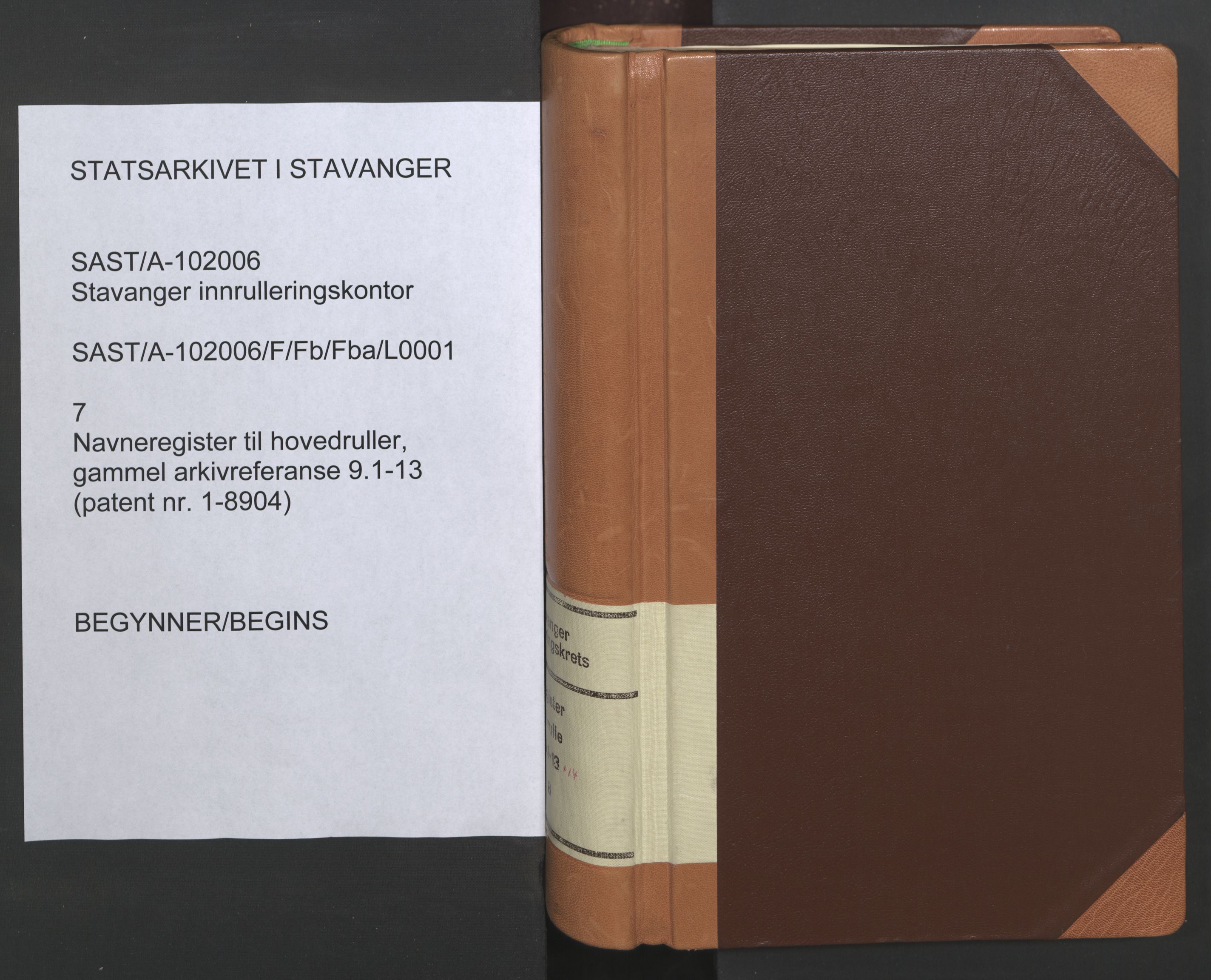 Stavanger sjømannskontor, SAST/A-102006/F/Fb/Fba/L0001: Navneregister sjøfartsruller, 1860-1948, p. 1