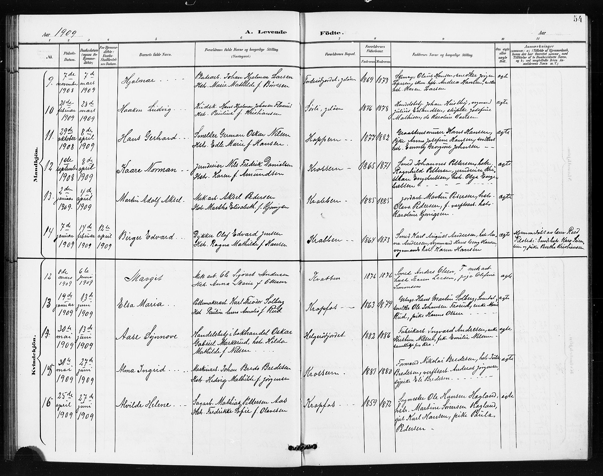 Moss prestekontor Kirkebøker, SAO/A-2003/G/Gb/L0002: Parish register (copy) no. II 2, 1900-1910, p. 54