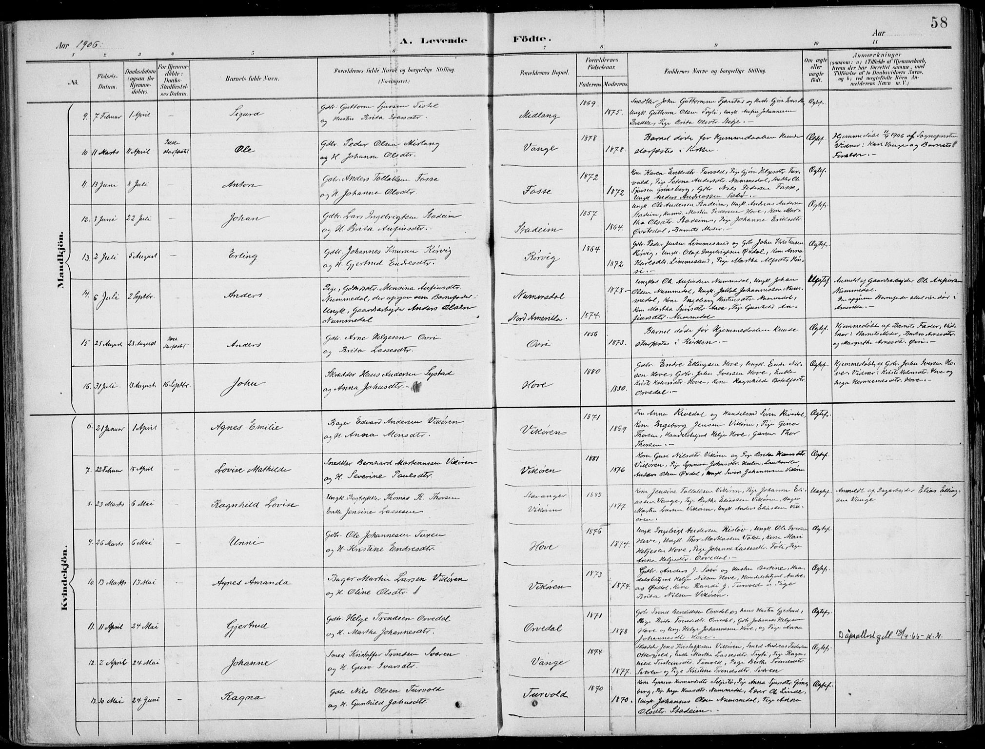 Vik sokneprestembete, SAB/A-81501: Parish register (official) no. B  2, 1891-1907, p. 58