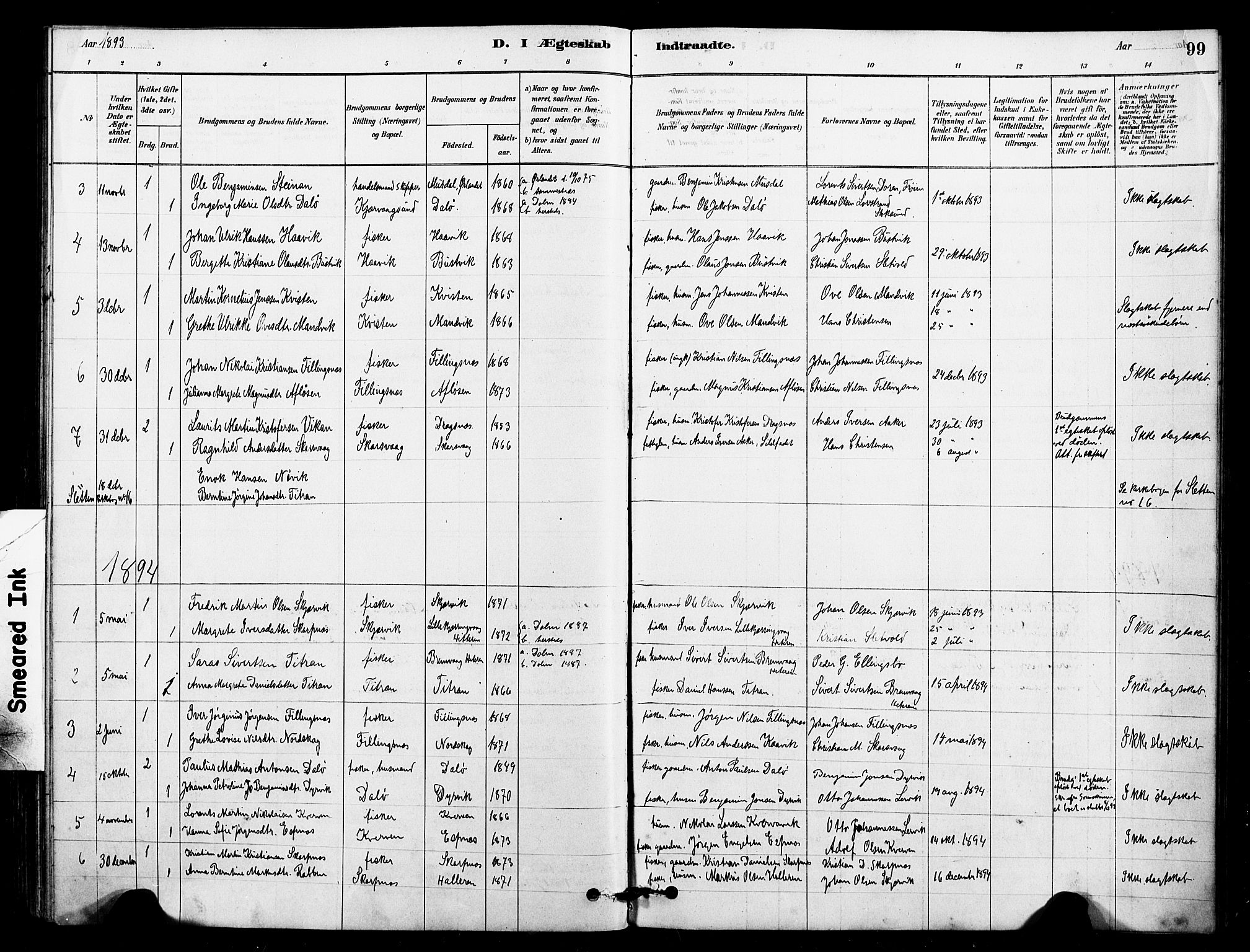 Ministerialprotokoller, klokkerbøker og fødselsregistre - Sør-Trøndelag, AV/SAT-A-1456/641/L0595: Parish register (official) no. 641A01, 1882-1897, p. 99