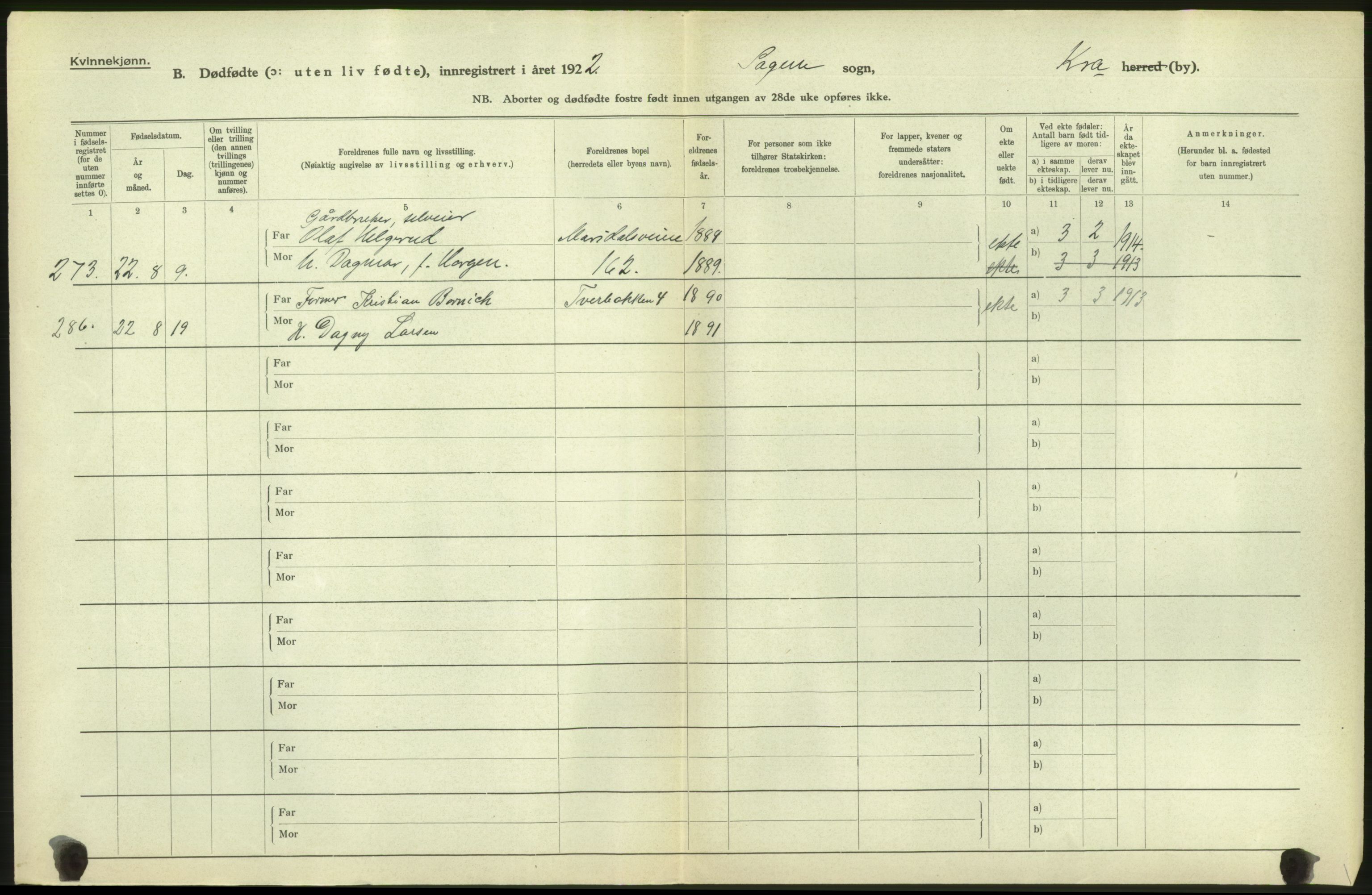 Statistisk sentralbyrå, Sosiodemografiske emner, Befolkning, AV/RA-S-2228/D/Df/Dfc/Dfcb/L0010: Kristiania: Døde, dødfødte, 1922, p. 64