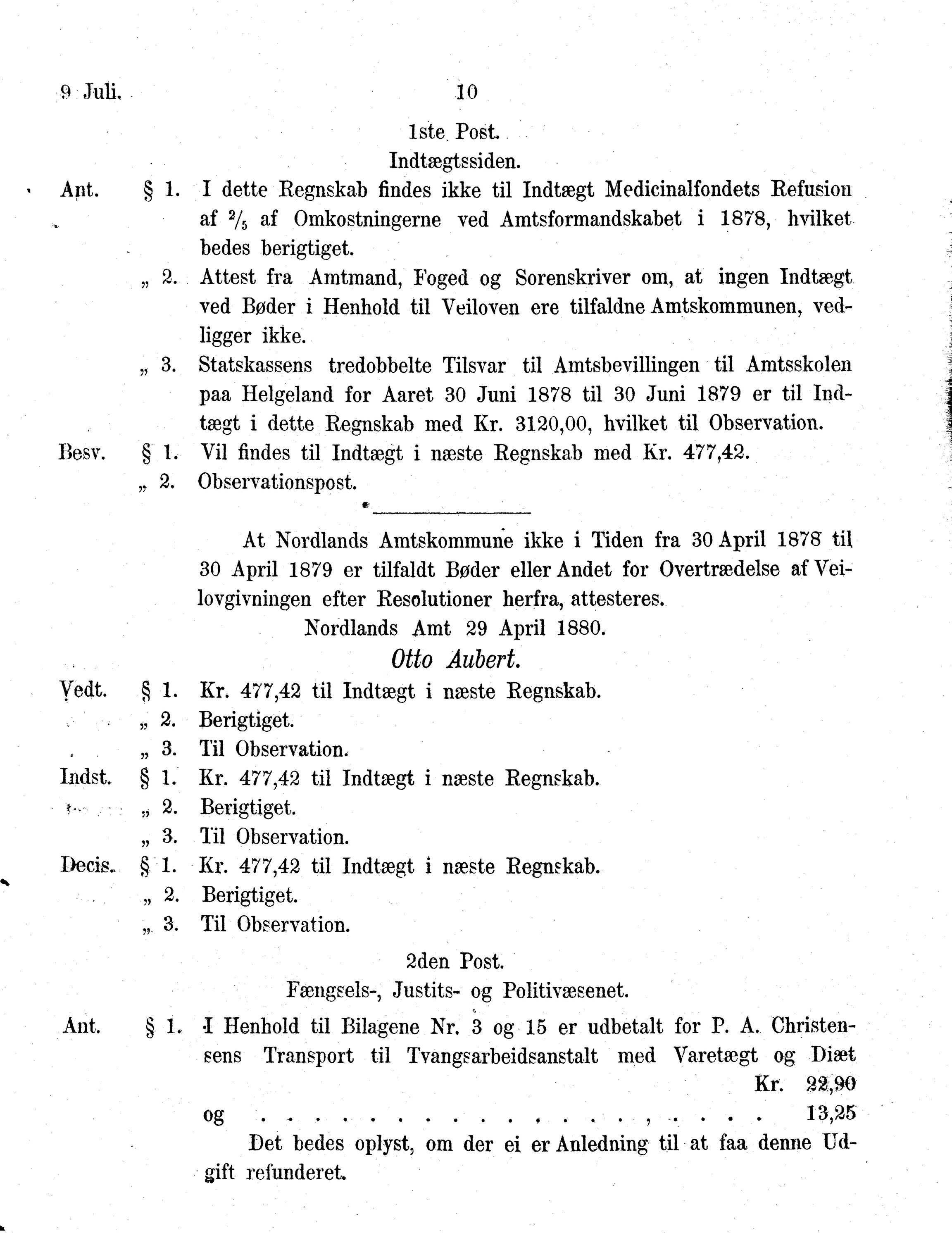 Nordland Fylkeskommune. Fylkestinget, AIN/NFK-17/176/A/Ac/L0013: Fylkestingsforhandlinger 1880, 1880