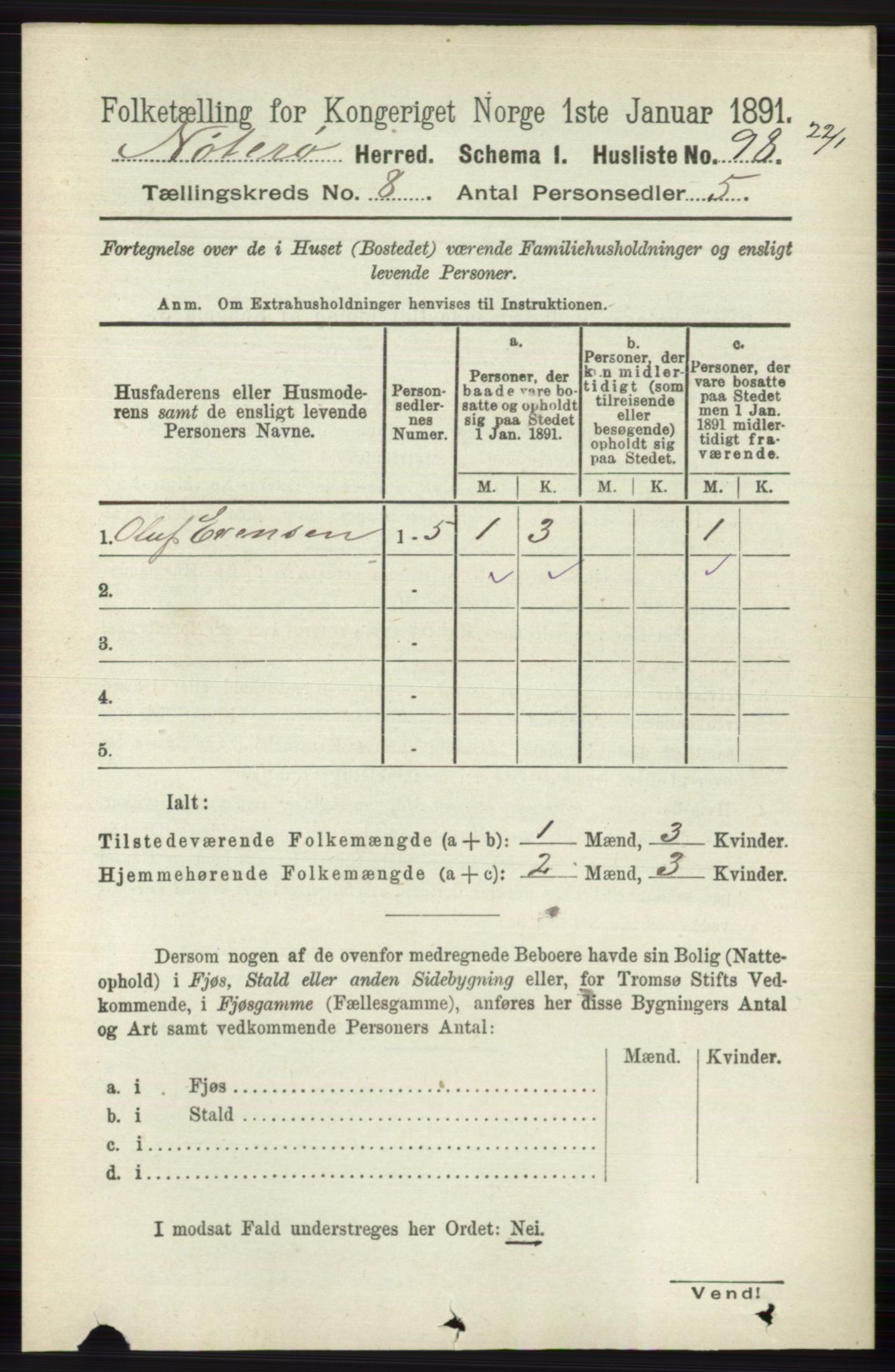 RA, 1891 census for 0722 Nøtterøy, 1891, p. 3848