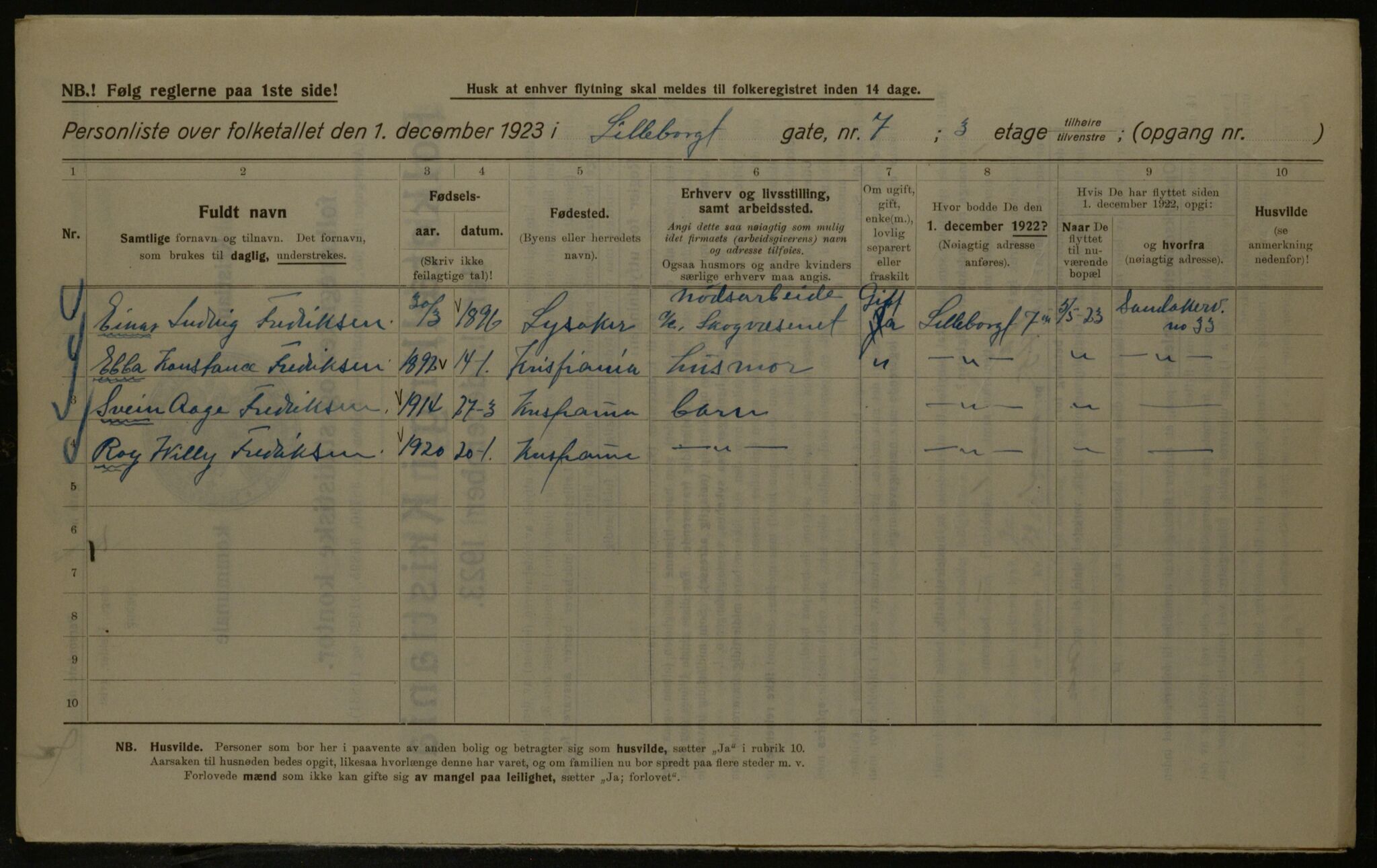 OBA, Municipal Census 1923 for Kristiania, 1923, p. 63900