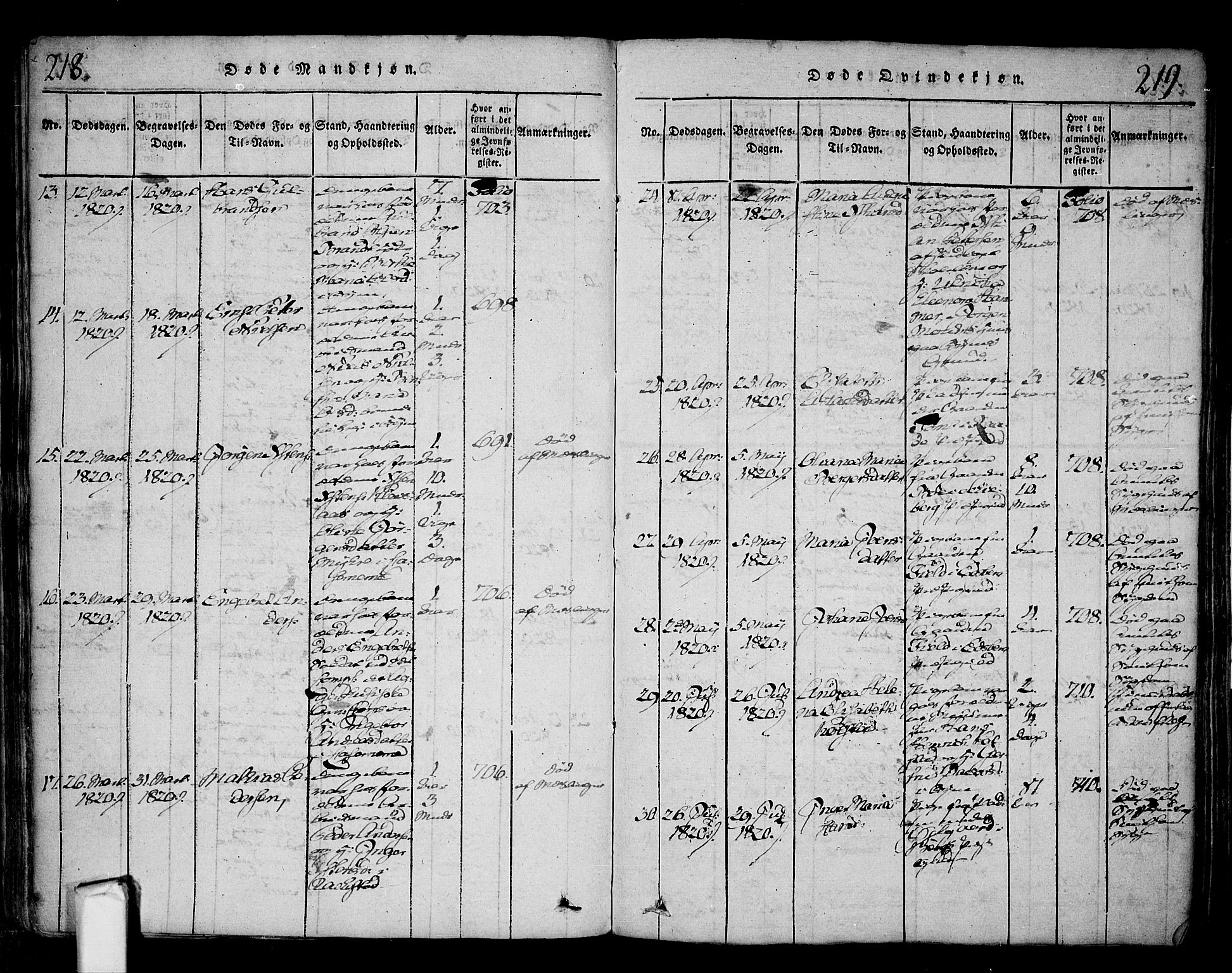 Fredrikstad prestekontor Kirkebøker, SAO/A-11082/F/Fa/L0004: Parish register (official) no. 4, 1816-1834, p. 218-219