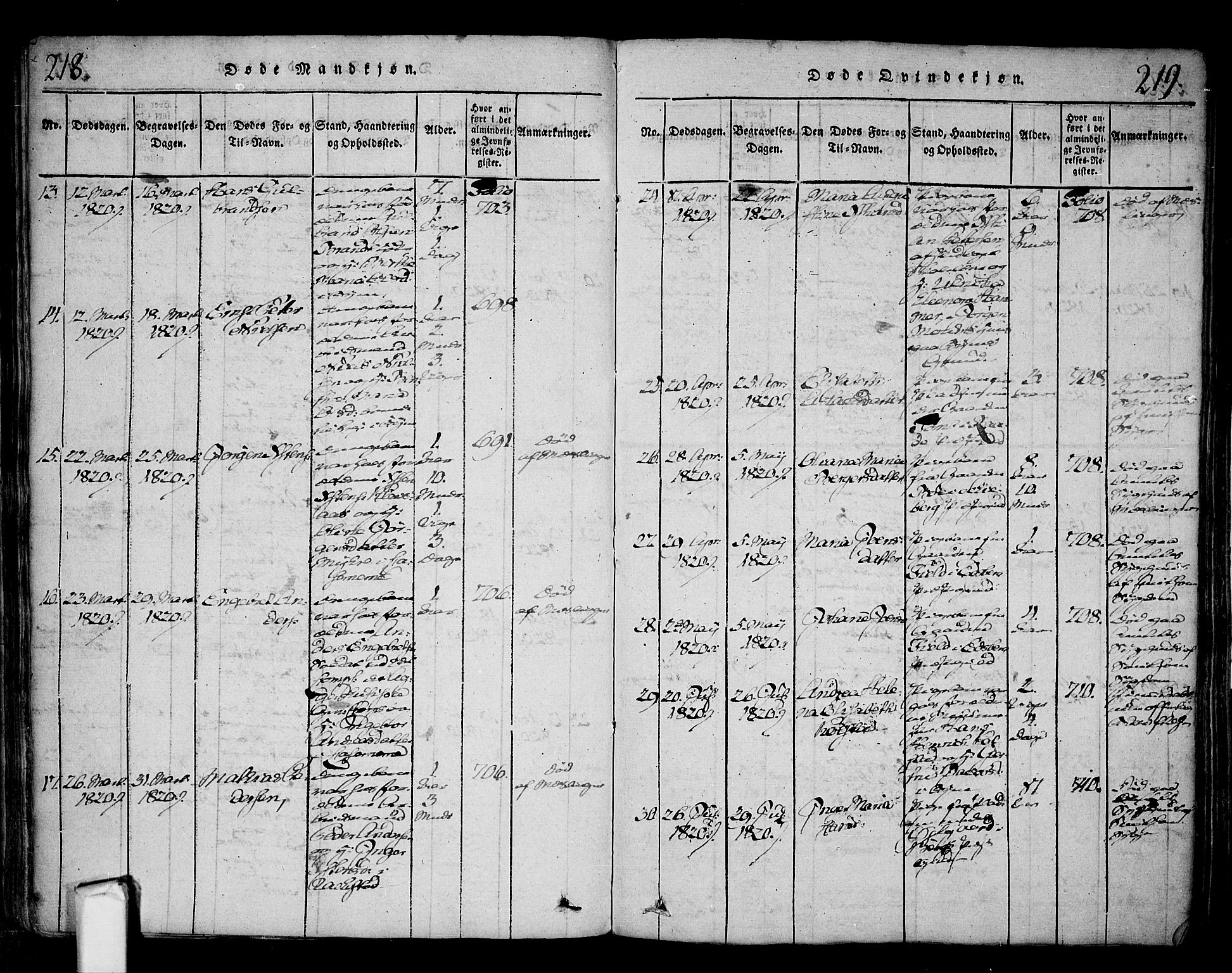 Fredrikstad prestekontor Kirkebøker, AV/SAO-A-11082/F/Fa/L0004: Parish register (official) no. 4, 1816-1834, p. 218-219