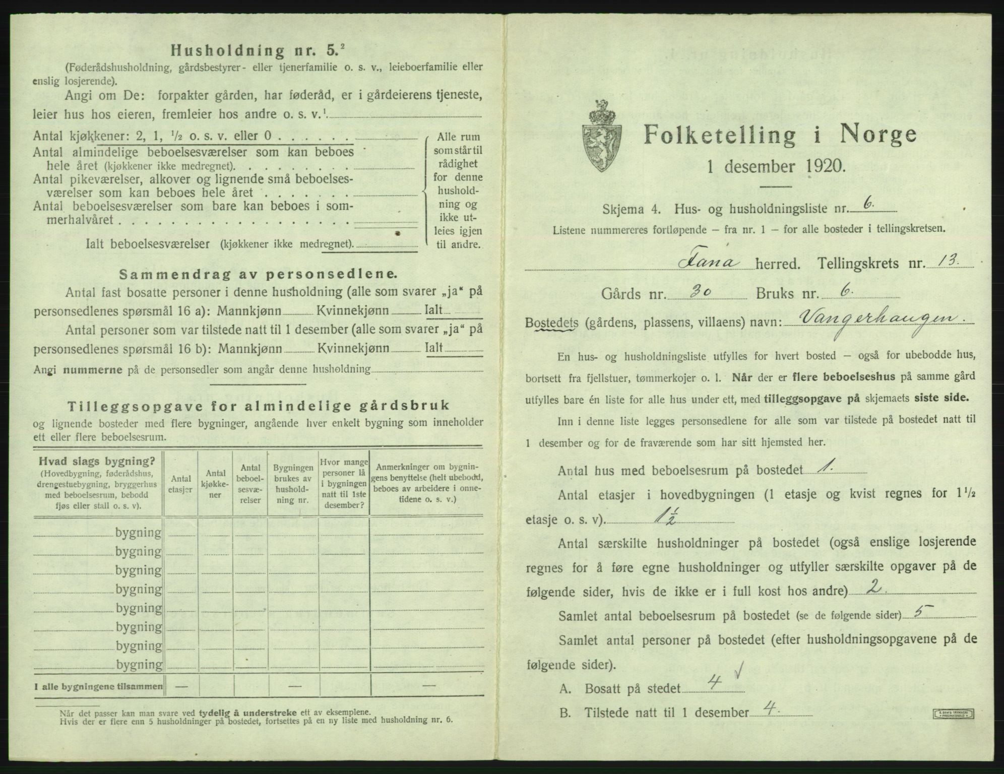 SAB, 1920 census for Fana, 1920, p. 2270