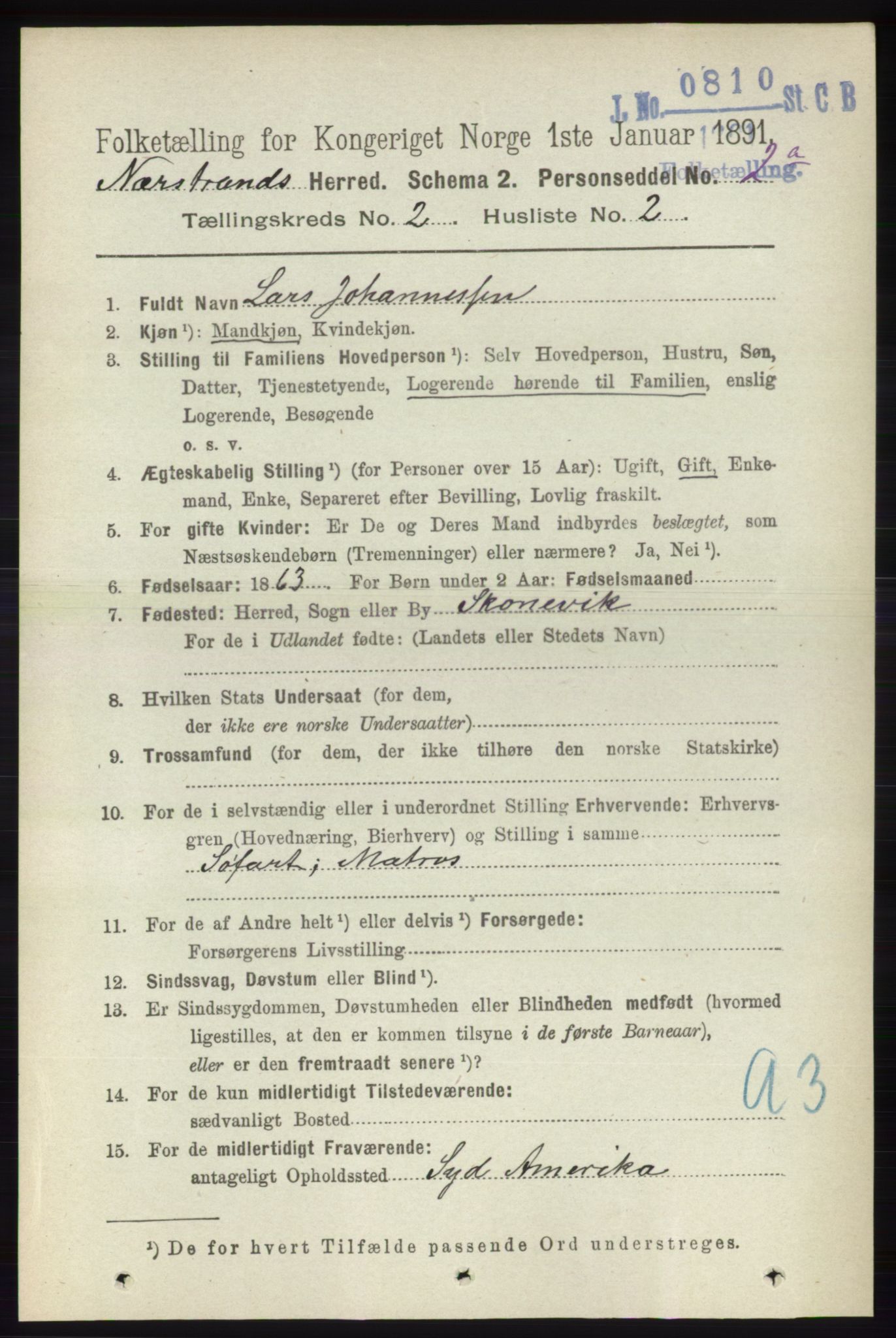 RA, 1891 census for 1139 Nedstrand, 1891, p. 250