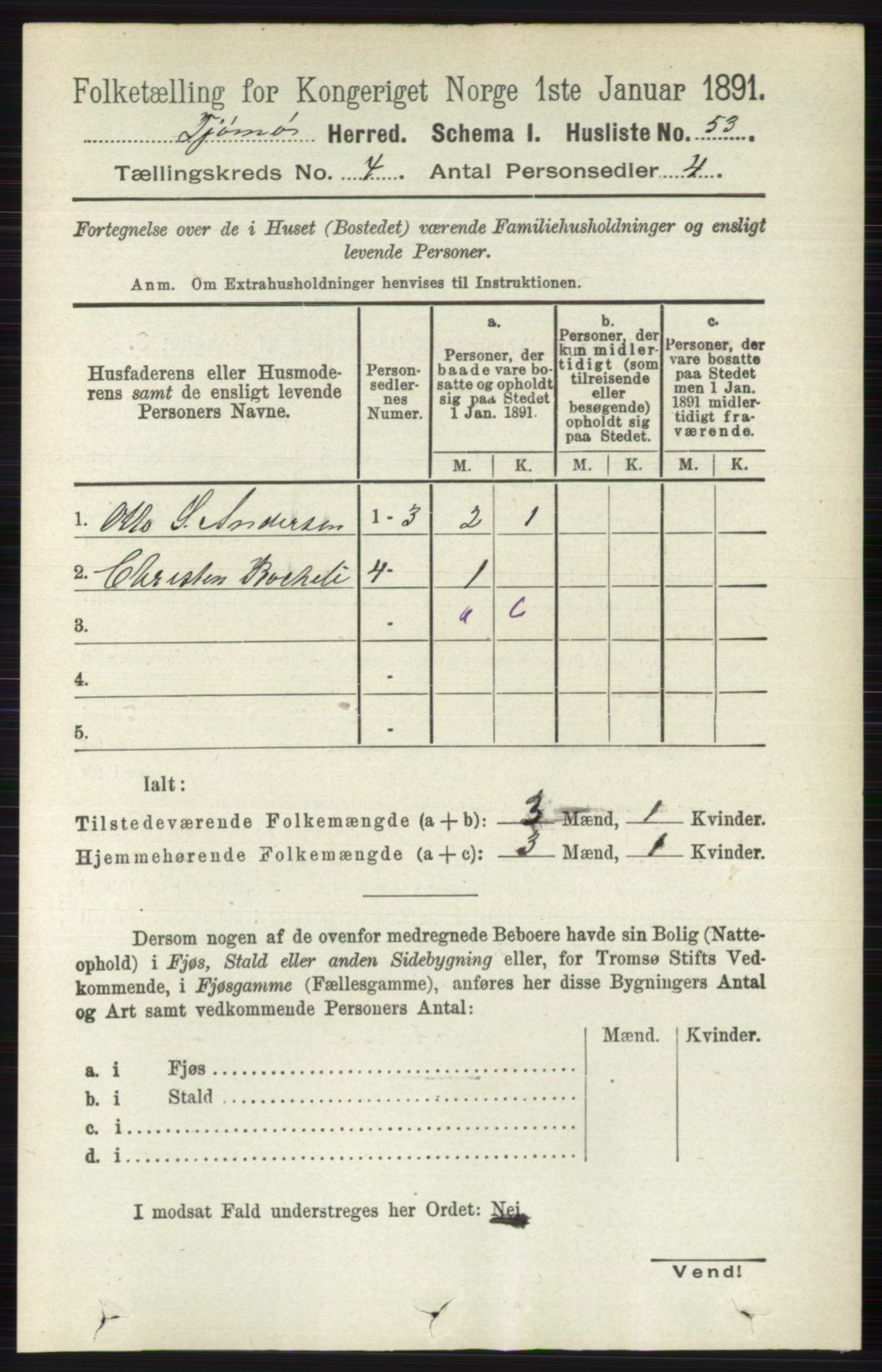 RA, 1891 census for 0723 Tjøme, 1891, p. 1263