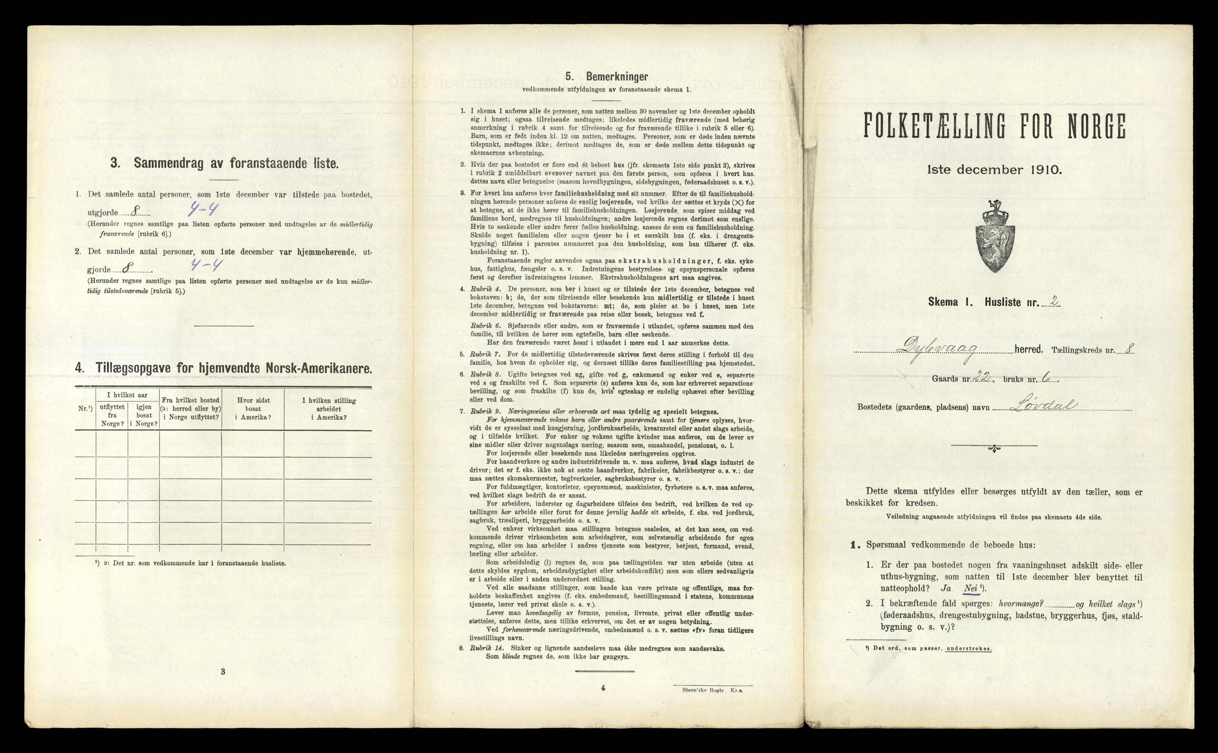 RA, 1910 census for Dypvåg, 1910, p. 1154