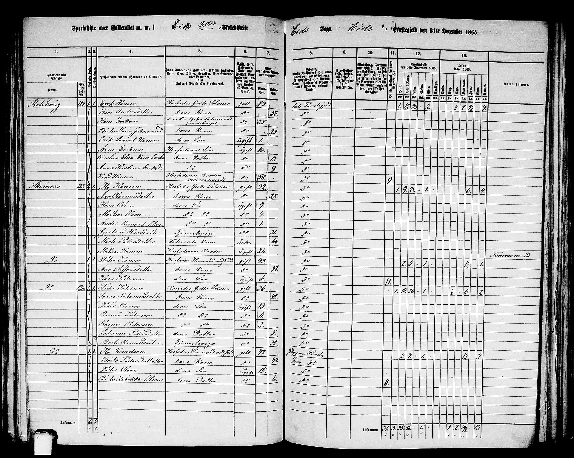 RA, 1865 census for Eid, 1865, p. 123