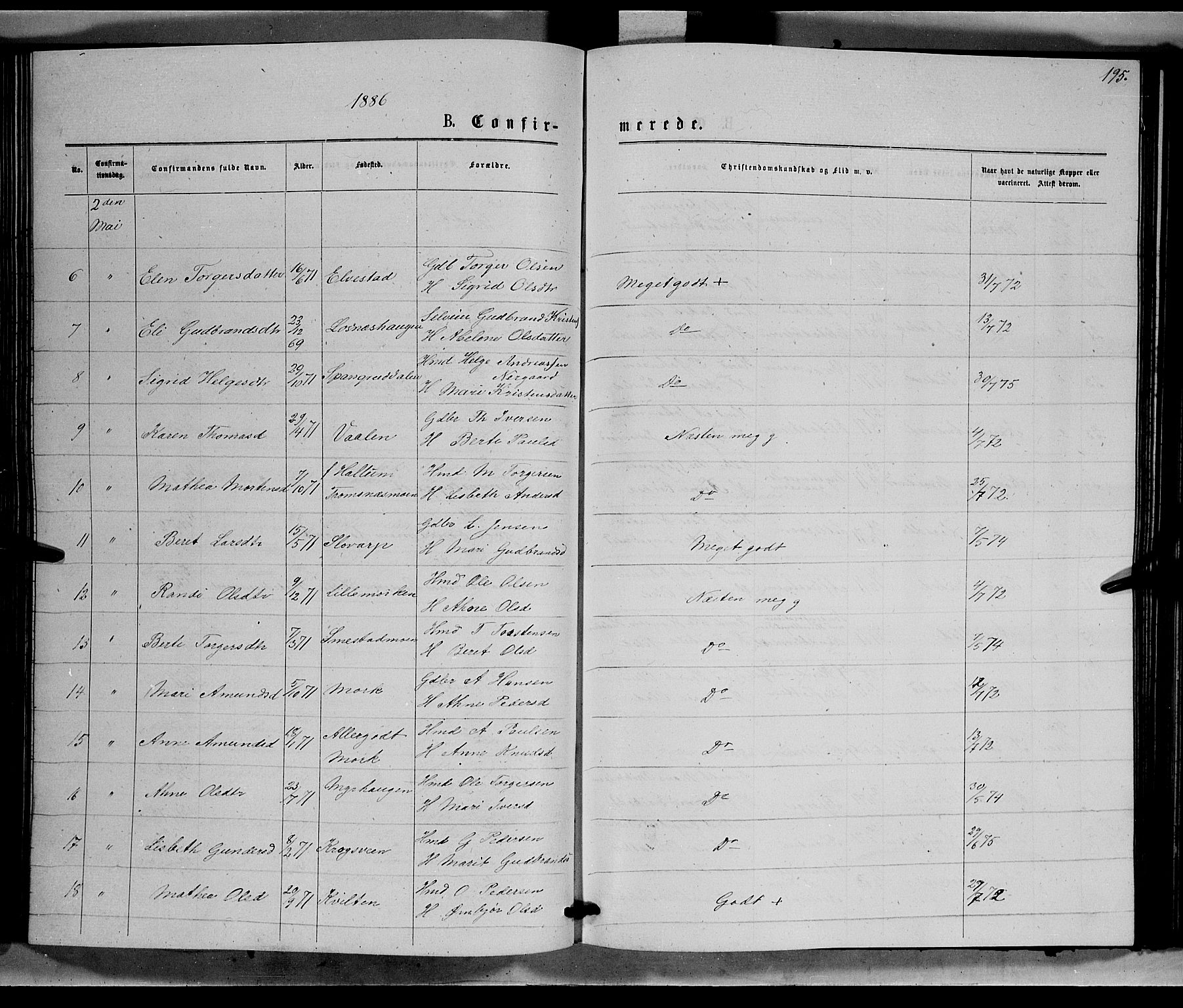 Ringebu prestekontor, AV/SAH-PREST-082/H/Ha/Hab/L0006: Parish register (copy) no. 6, 1880-1898, p. 195