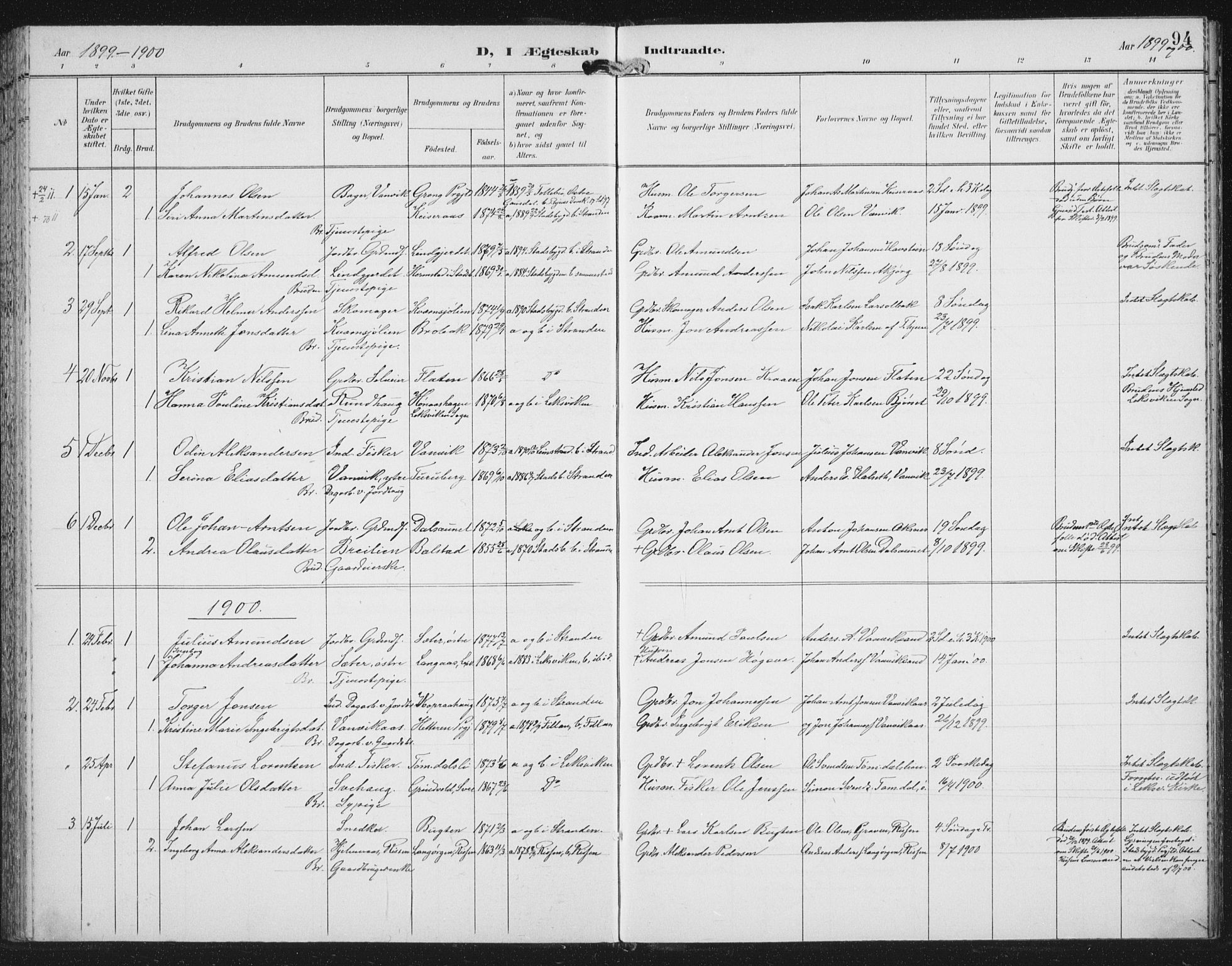 Ministerialprotokoller, klokkerbøker og fødselsregistre - Nord-Trøndelag, SAT/A-1458/702/L0024: Parish register (official) no. 702A02, 1898-1914, p. 94
