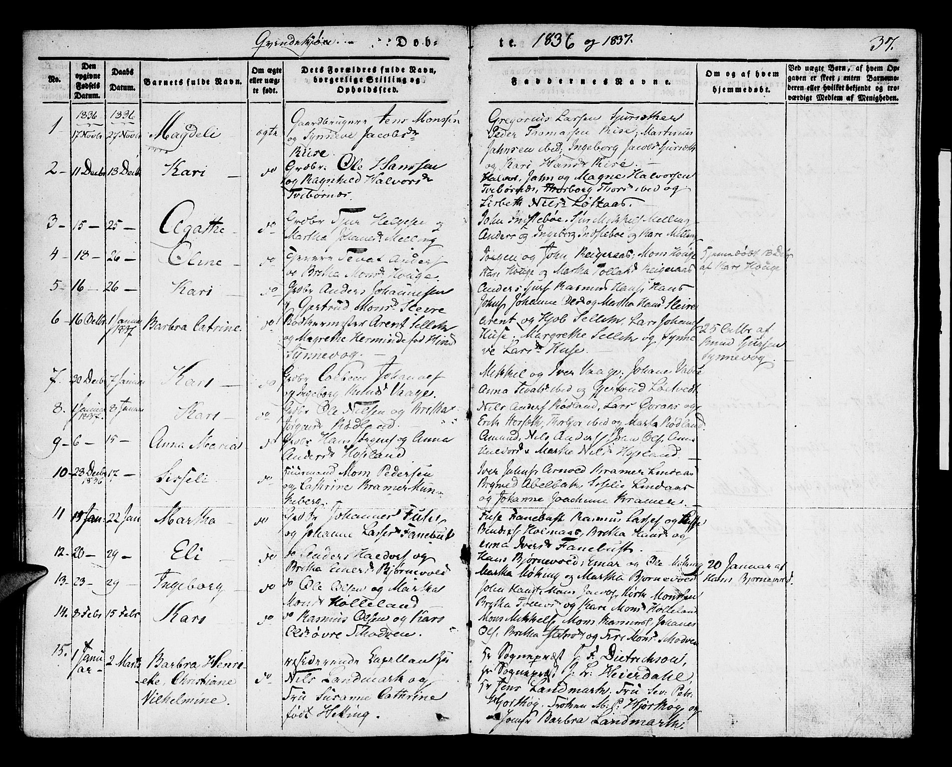 Lindås Sokneprestembete, AV/SAB-A-76701/H/Haa/Haaa/L0009: Parish register (official) no. A 9, 1835-1841, p. 36