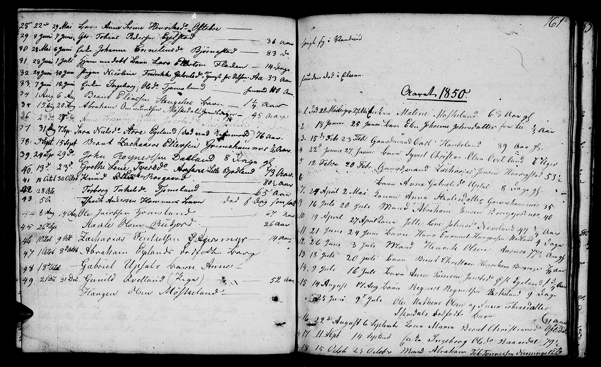 Lyngdal sokneprestkontor, AV/SAK-1111-0029/F/Fb/Fbc/L0002: Parish register (copy) no. B 2, 1849-1864, p. 161