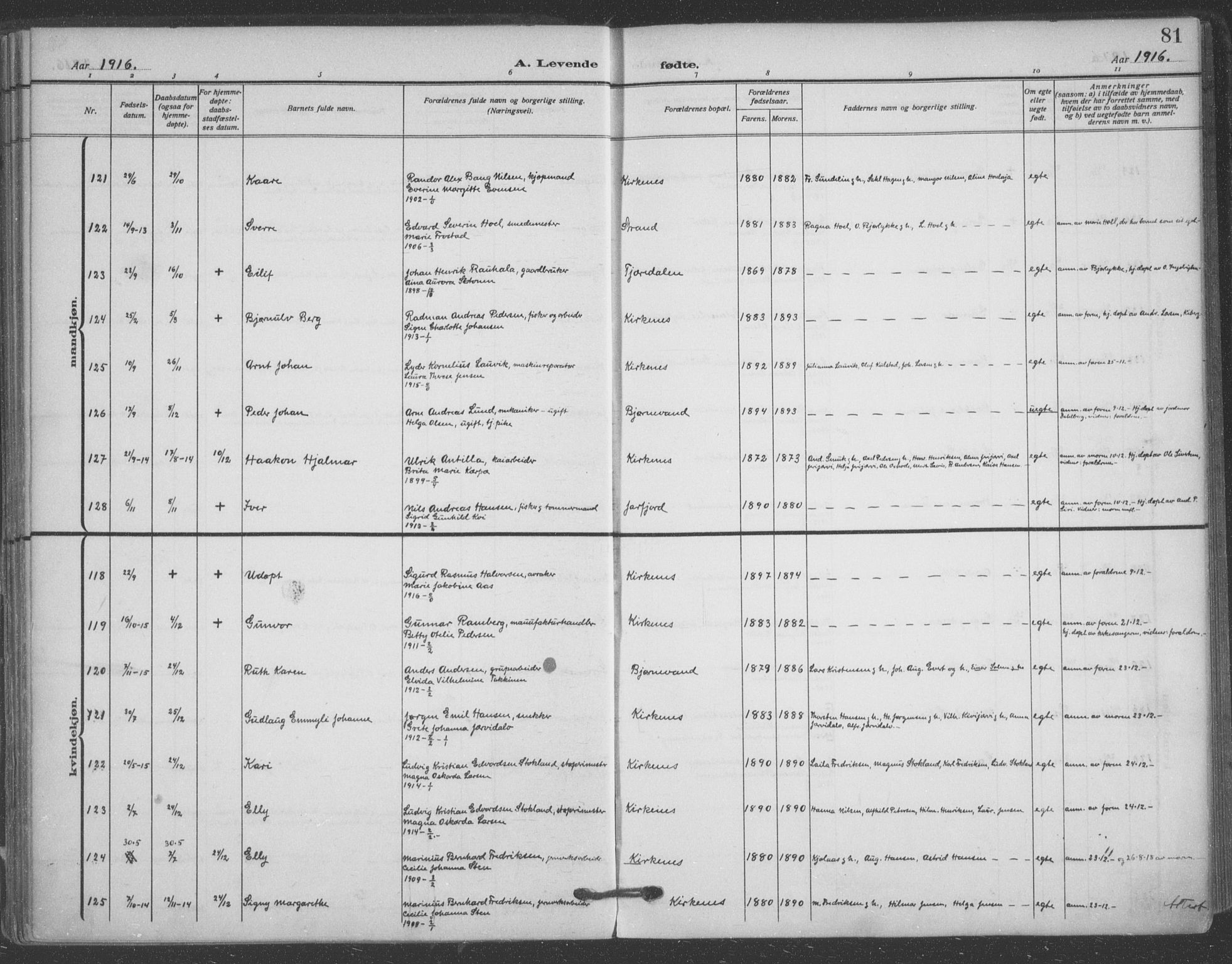 Sør-Varanger sokneprestkontor, AV/SATØ-S-1331/H/Ha/L0005kirke: Parish register (official) no. 5, 1909-1919, p. 81