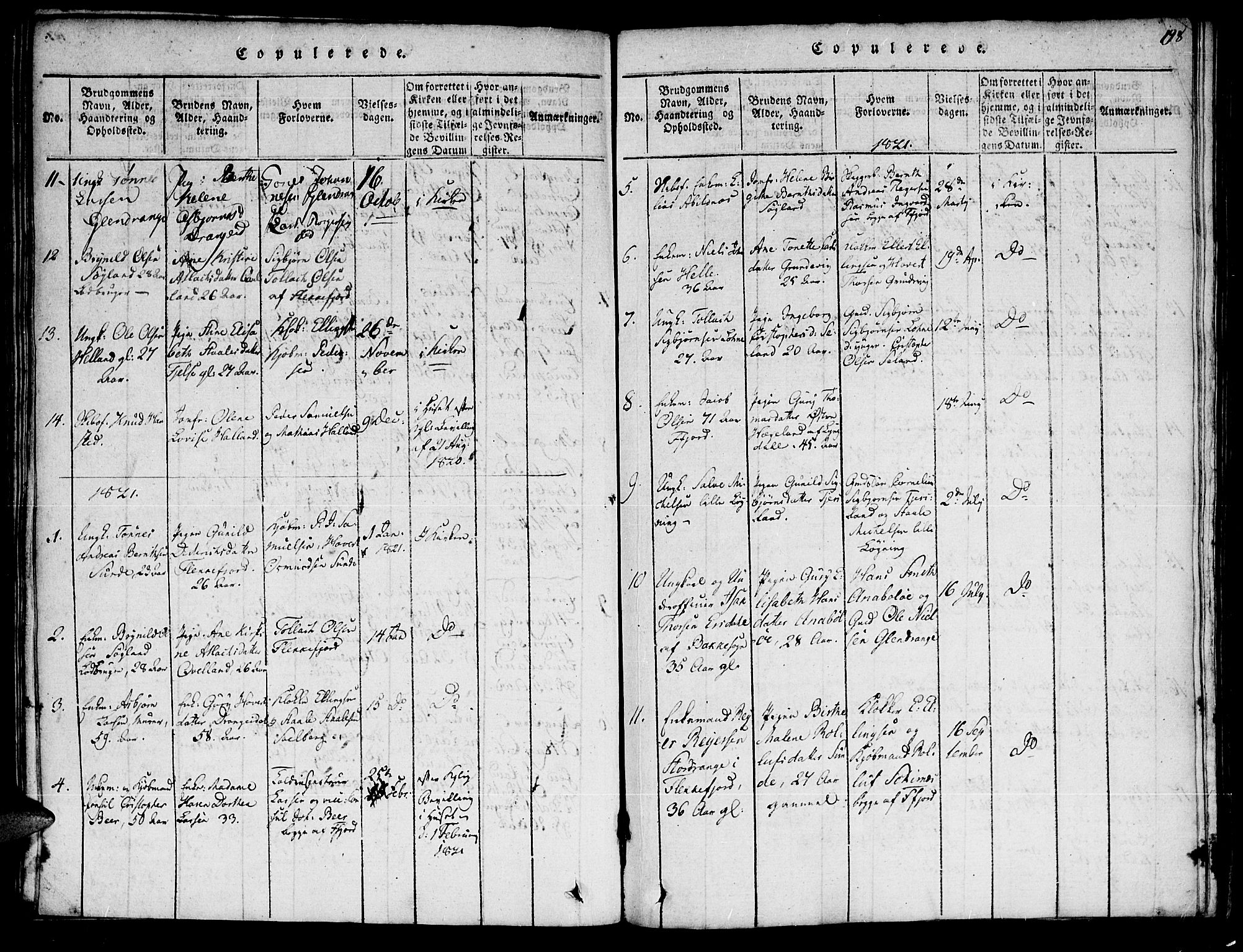 Flekkefjord sokneprestkontor, SAK/1111-0012/F/Fa/Fac/L0002: Parish register (official) no. A 2, 1815-1826, p. 198