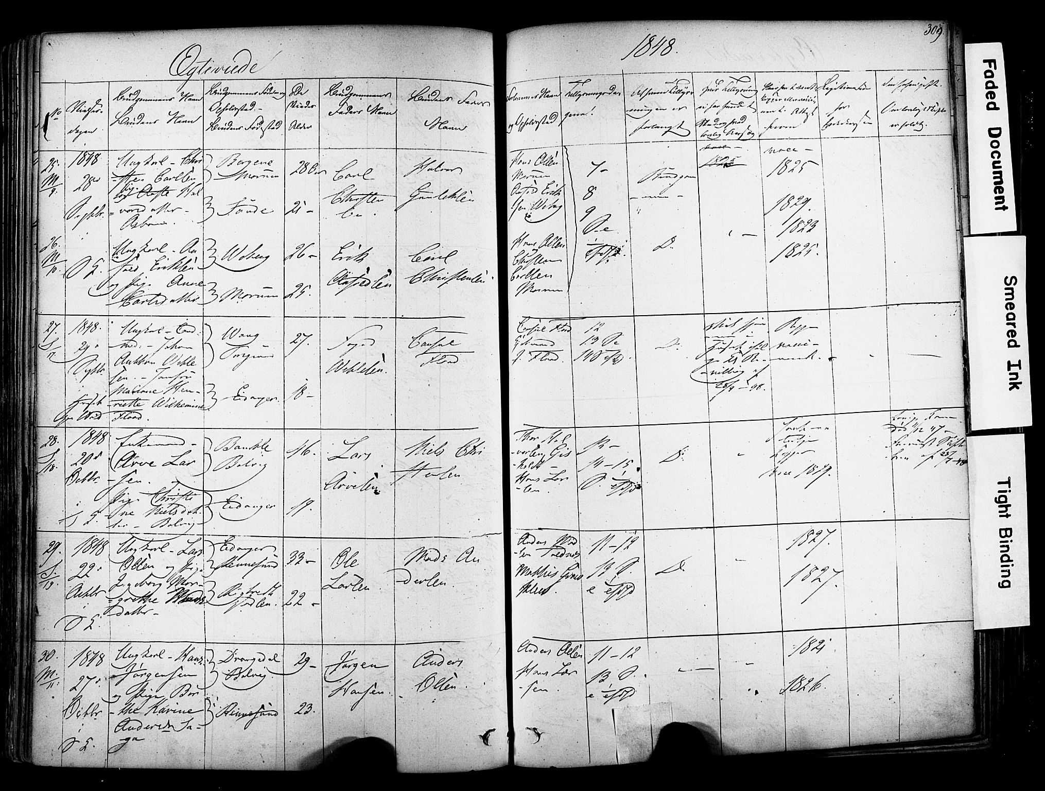 Solum kirkebøker, AV/SAKO-A-306/F/Fa/L0006: Parish register (official) no. I 6, 1844-1855, p. 309